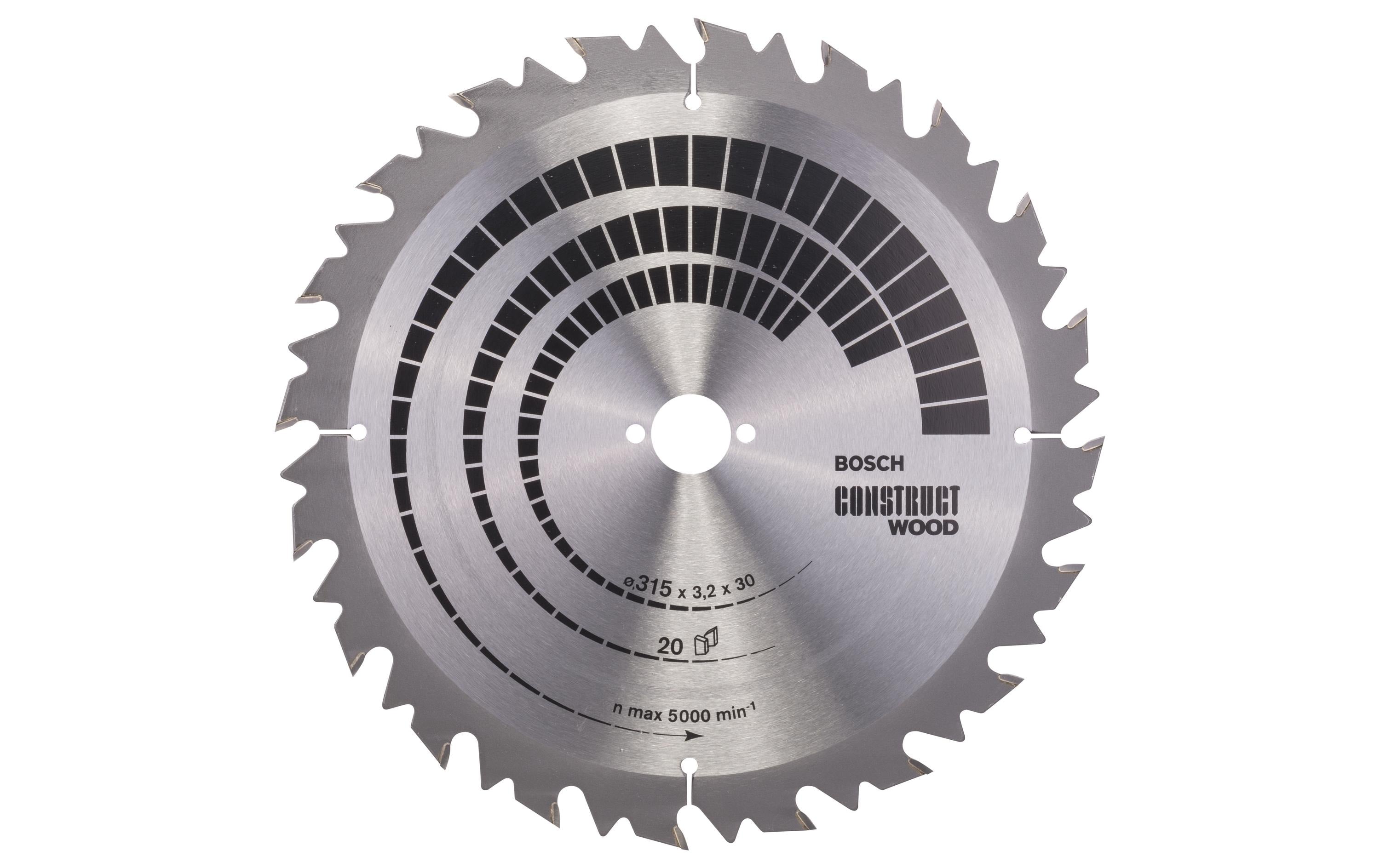 Bosch Professional Kreissägeblatt Construct Wood, 315 x 30 x 3.2 mm, Z 20
