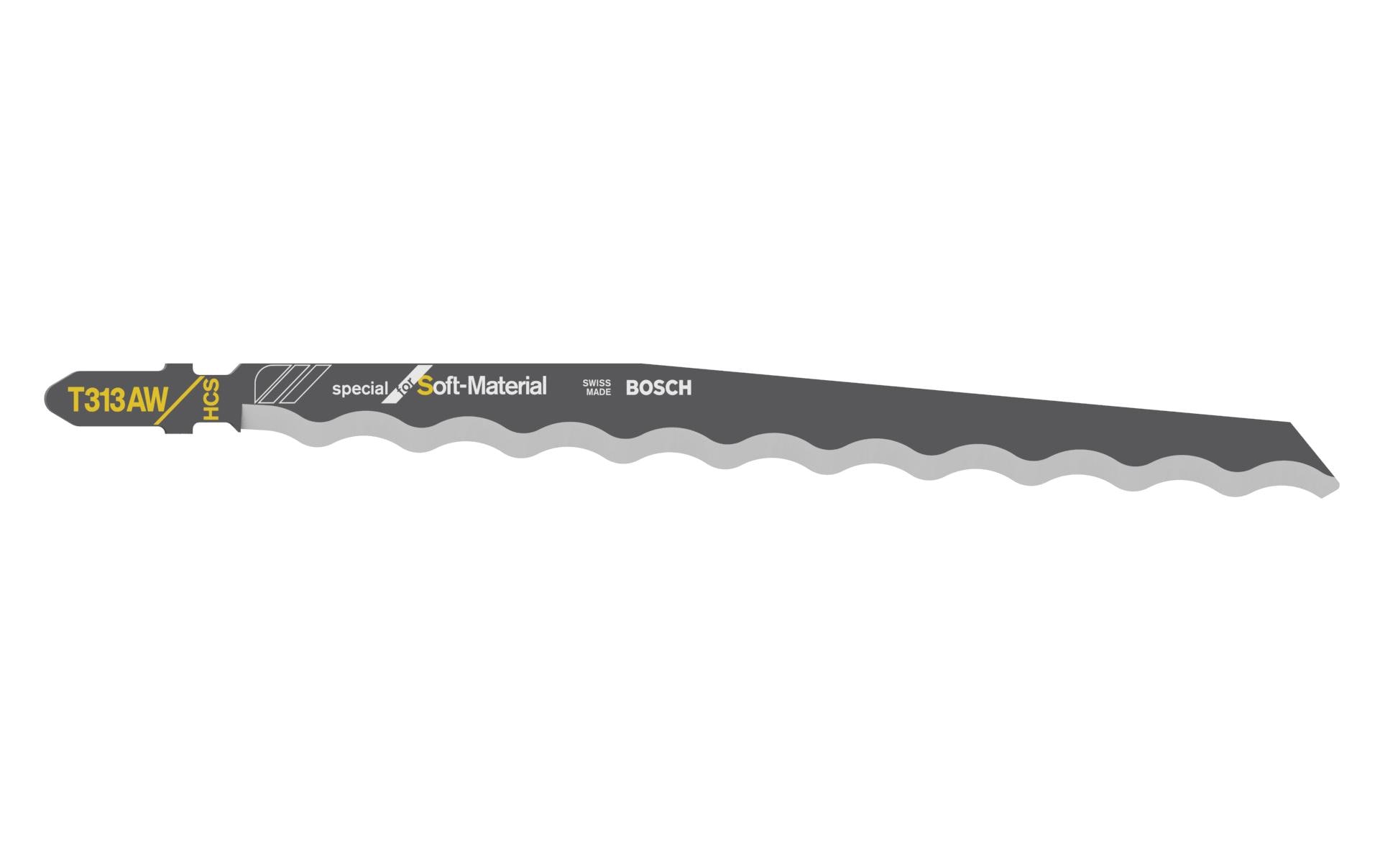 Bosch Professional Stichsägeblatt T 313 AW Special Soft Material, 3 Stück