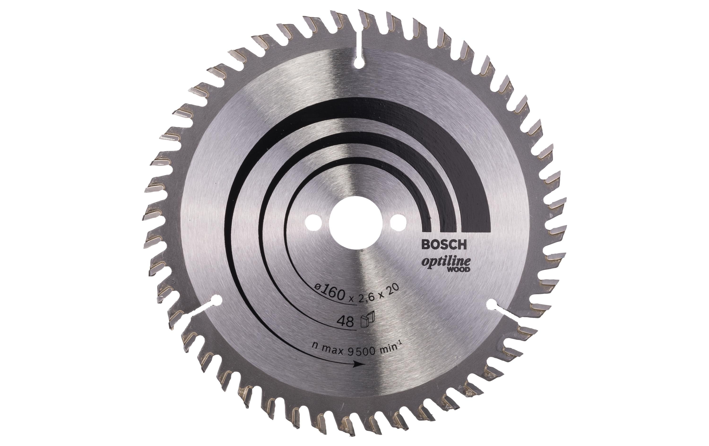 Bosch Professional Kreissägeblatt Optiline Wood, 160 x 20 x 2.6 mm, Z 48