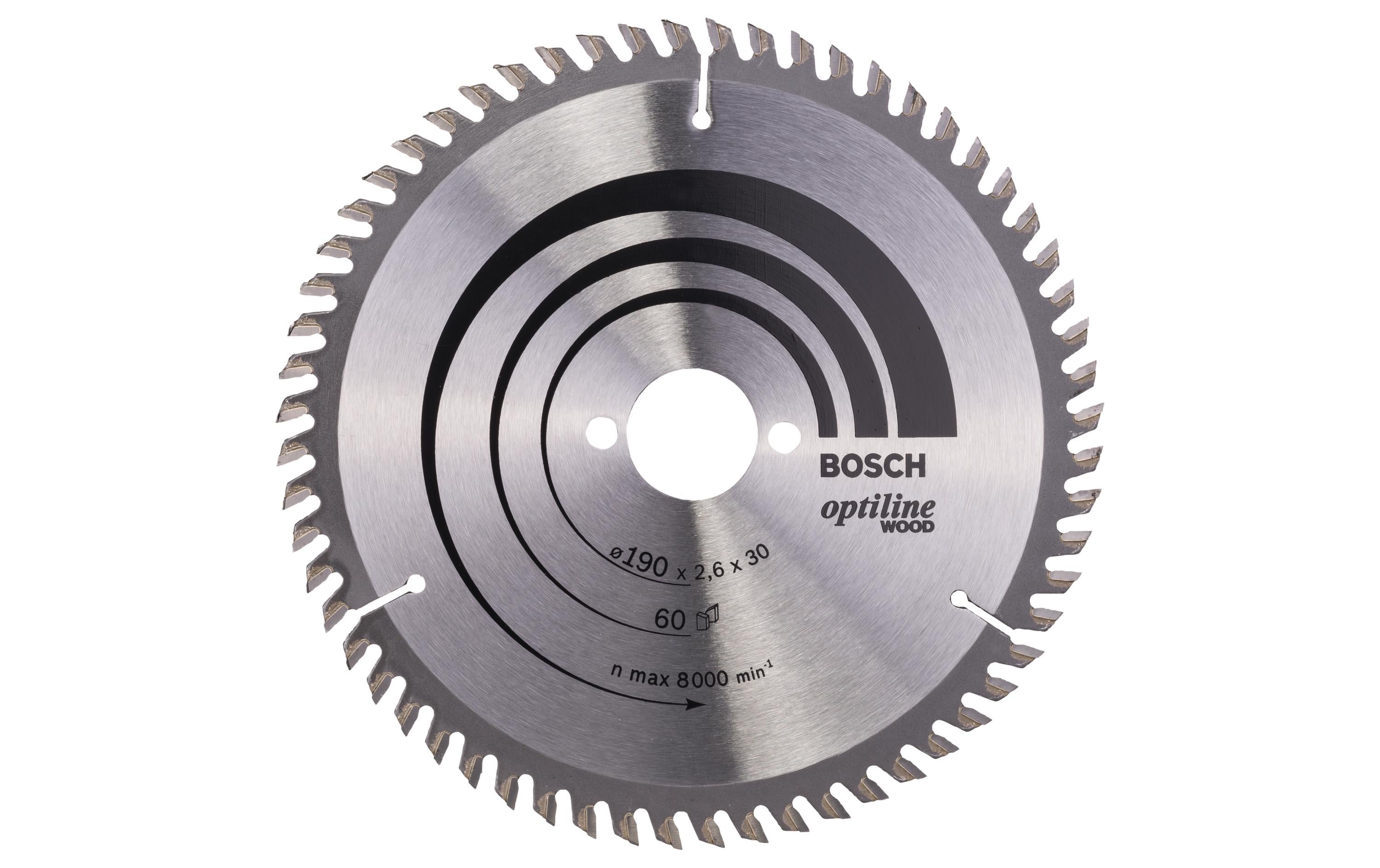 Bosch Professional Kreissägeblatt Optiline Wood, 190 x 30 x 2.6 mm, Z 60