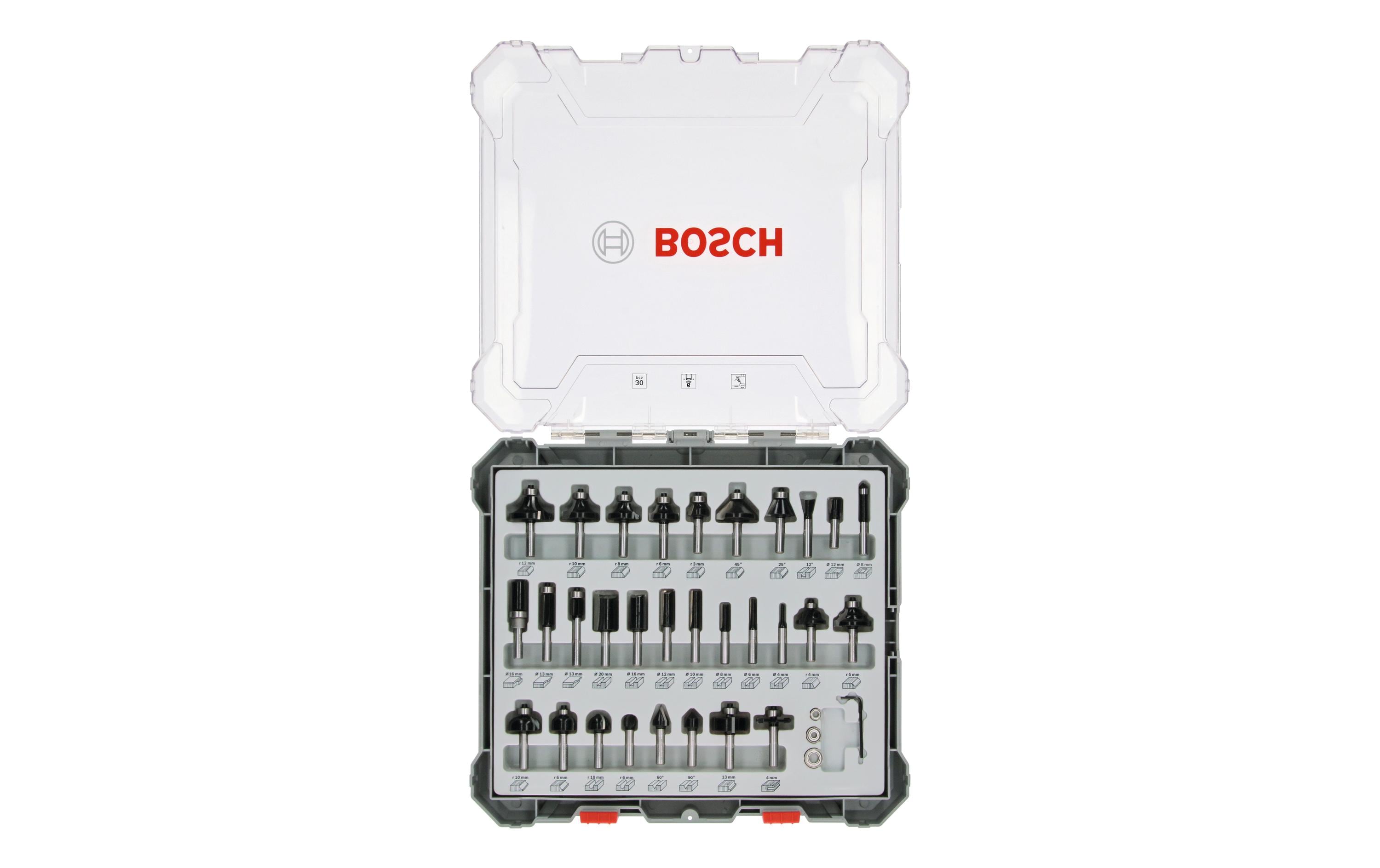 Bosch Professional Fräserset 6 mm-Schaft, 30-teilig