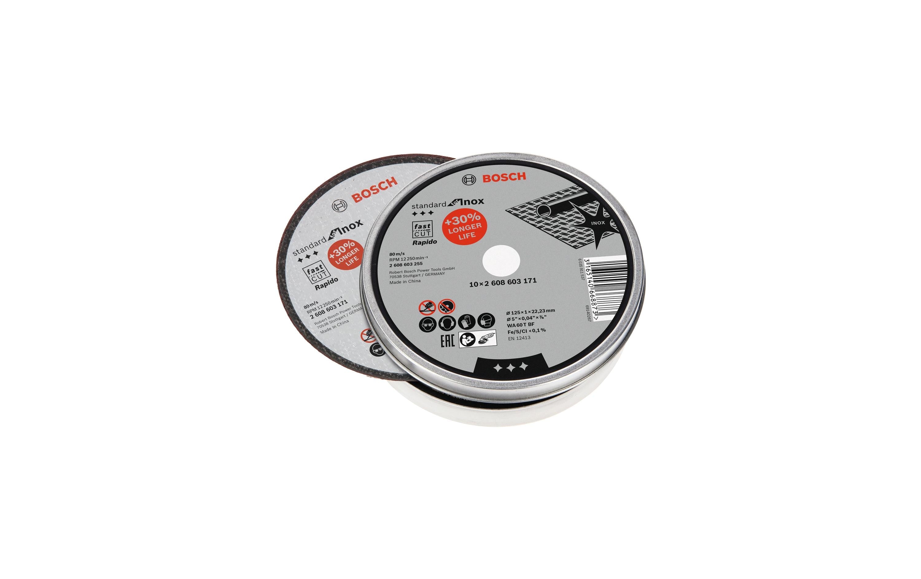 Bosch Professional Trennscheibe gerade Standard Inox 125 x 1 mm, 10 Stk