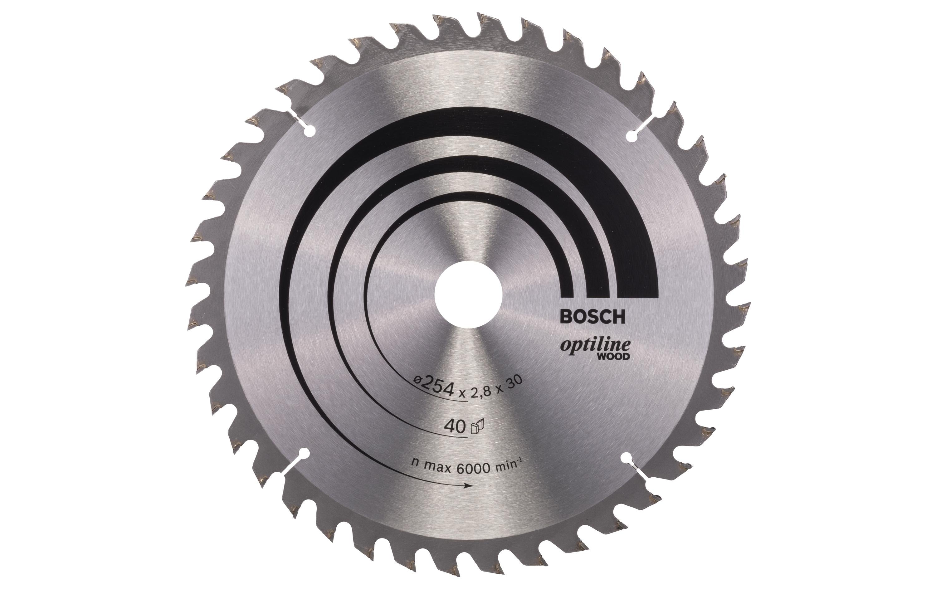 Bosch Professional Kreissägeblatt Optiline Wood, 254 x 30 x 2.8 mm, Z 40