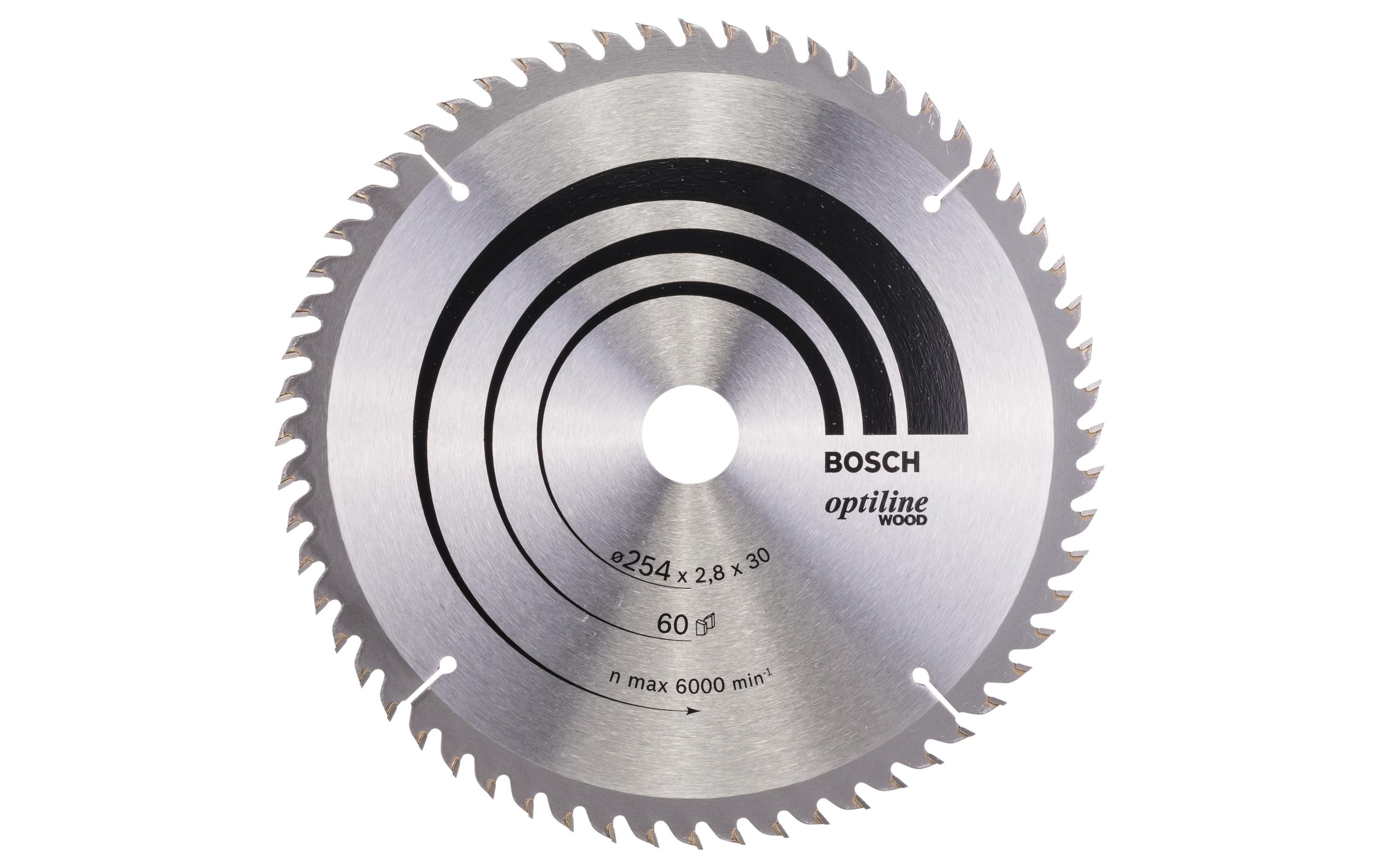 Bosch Professional Kreissägeblatt Optiline Wood, 254 x 30 x 2.8 mm, Z 60