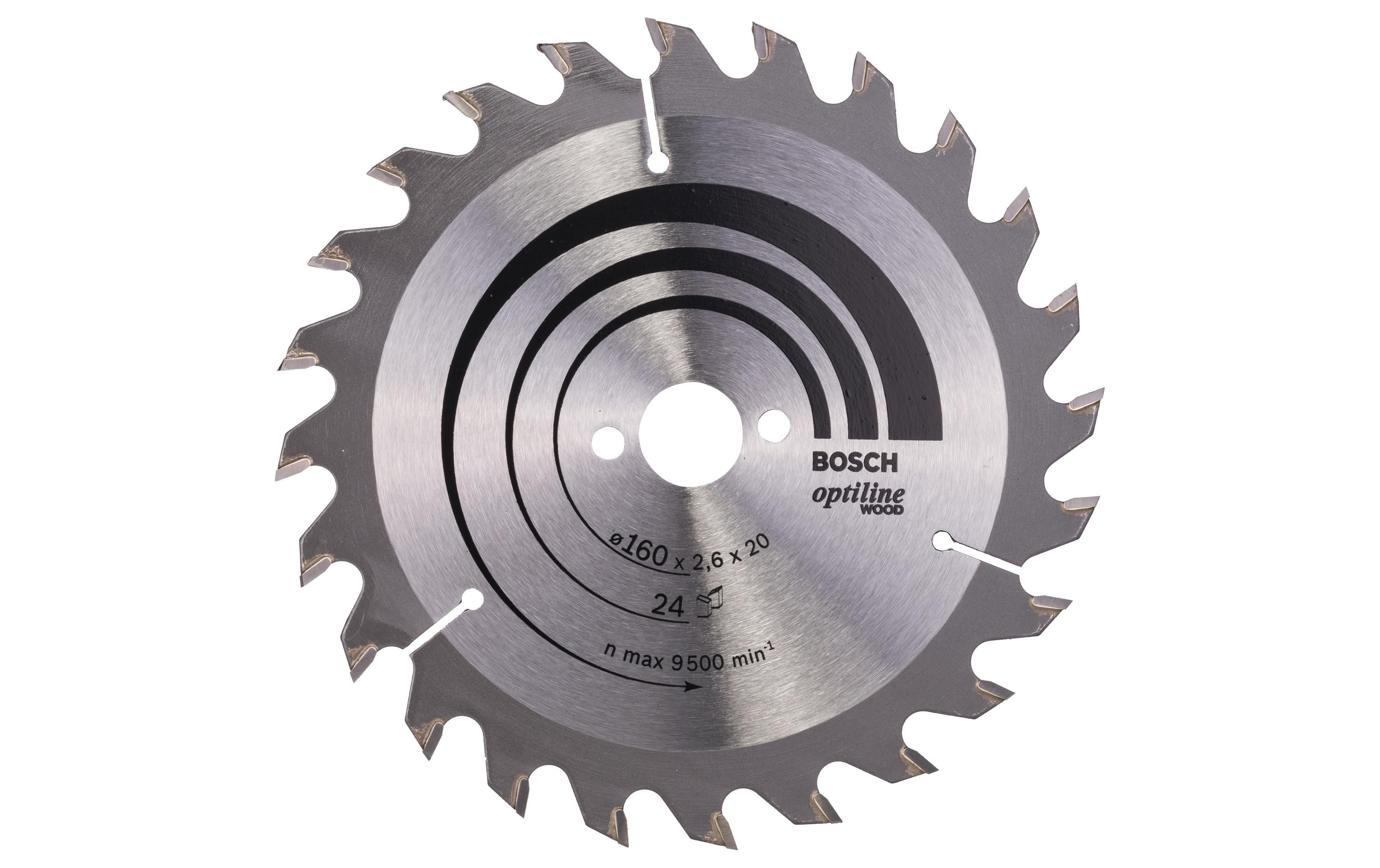 Bosch Professional Kreissägeblatt Optiline Wood, 160 x 20 x 2.6 mm, Z 24