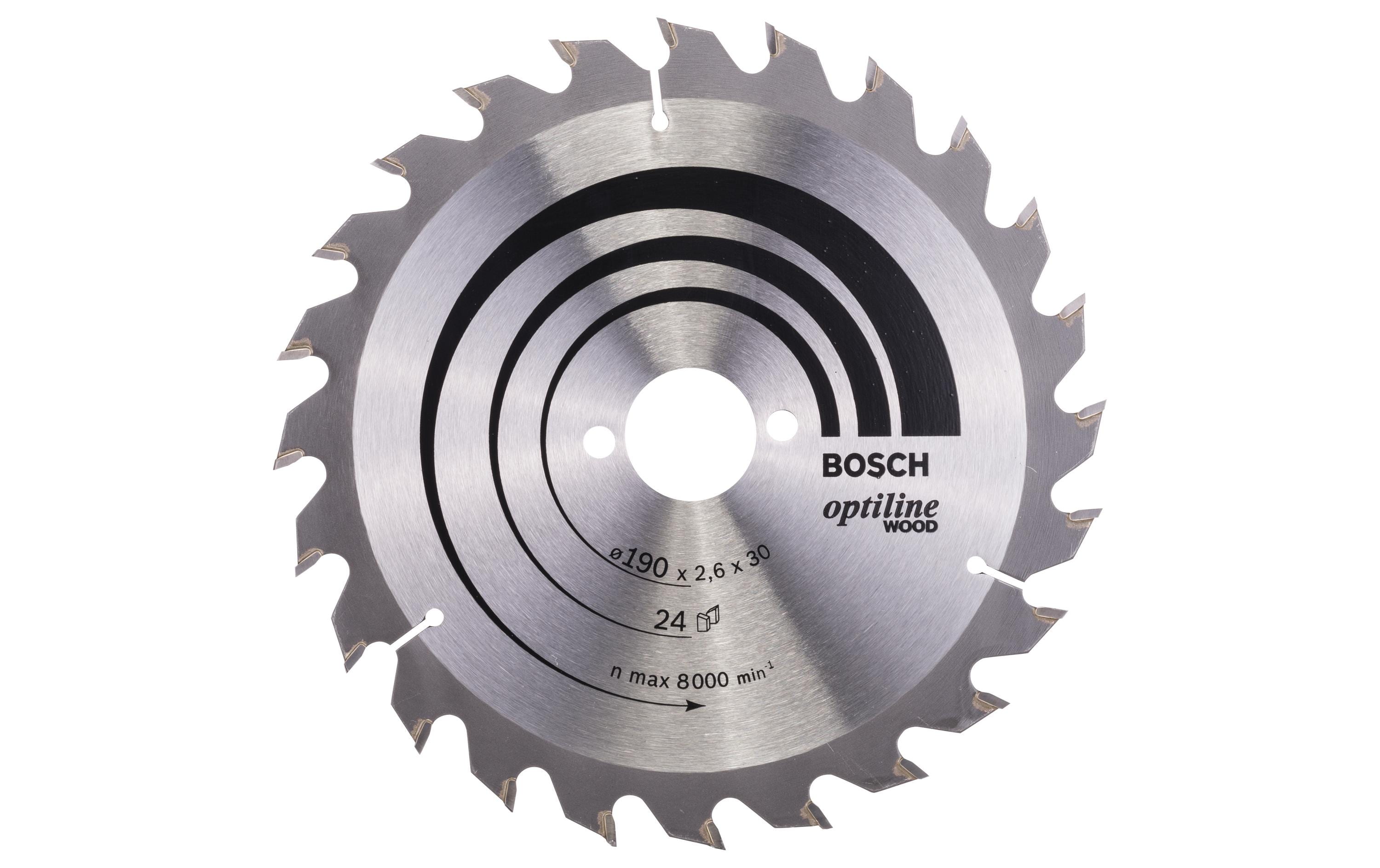 Bosch Professional Kreissägeblatt Optiline Wood, 190 x 30 x 2.6 mm, Z 24