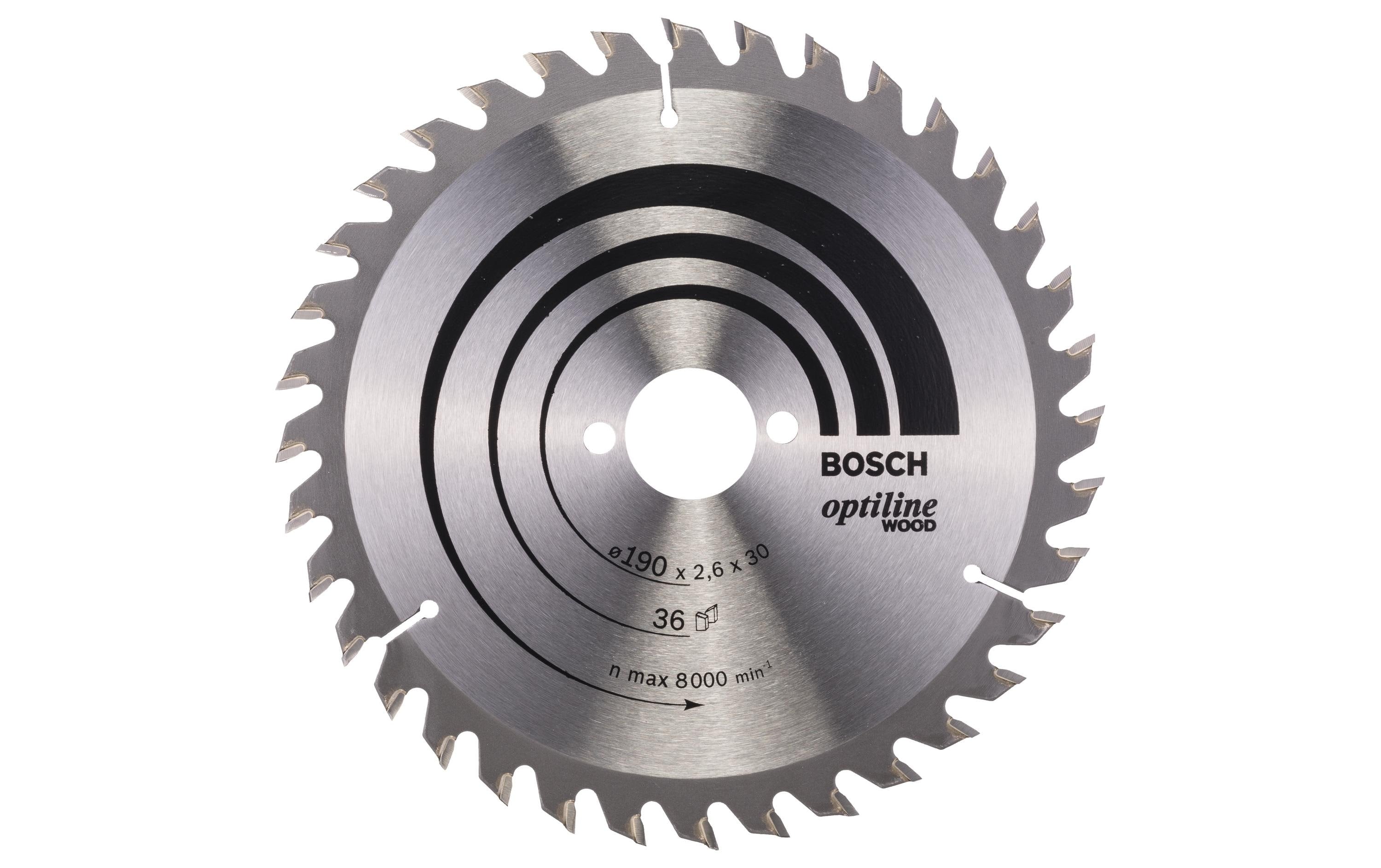 Bosch Professional Kreissägeblatt Optiline Wood, 190 x 30 x 2.6 mm, Z 36