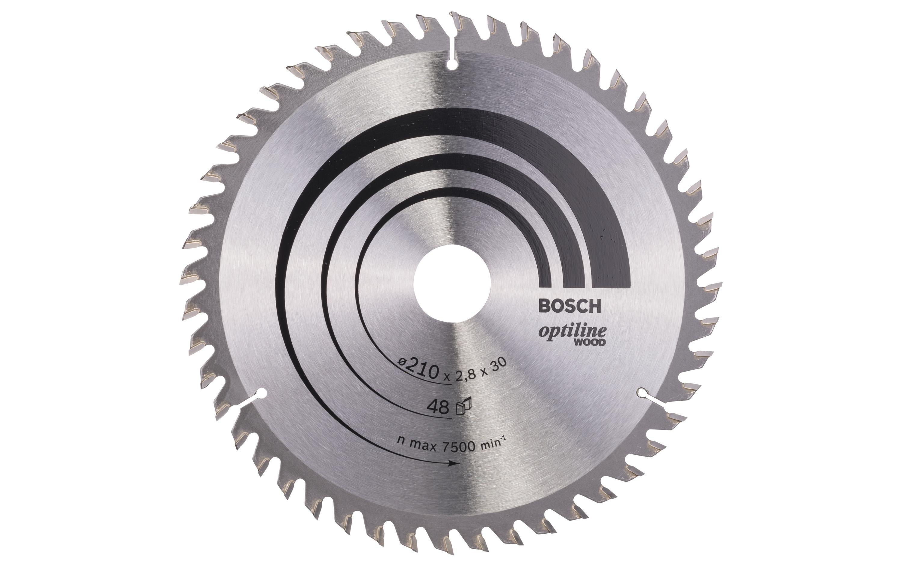 Bosch Professional Kreissägeblatt Optiline Wood, 210 x 30 x 2.8 mm, Z 48
