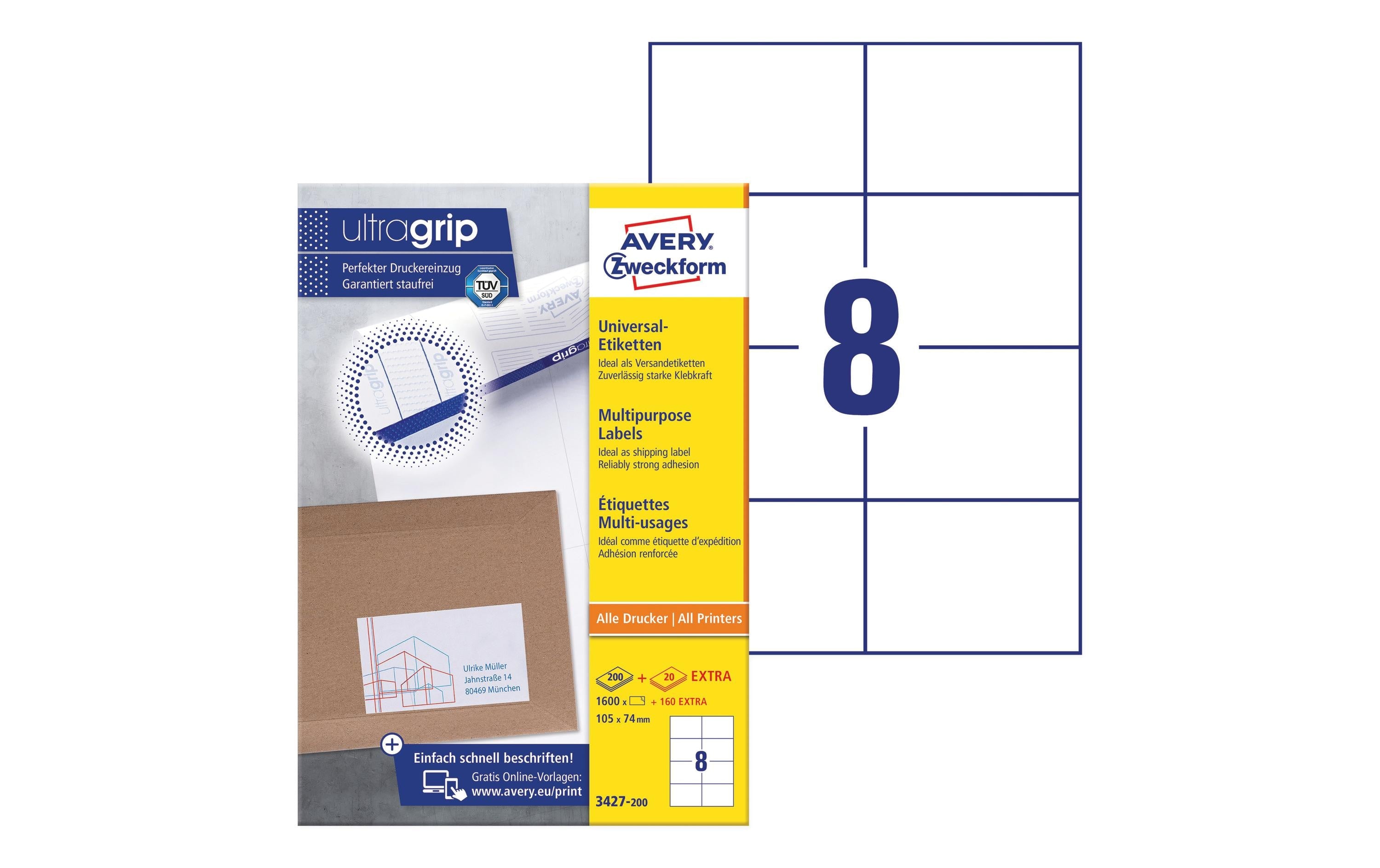 Avery Zweckform Universal-Etiketten 3427 105 x 74 mm, 220 Blatt