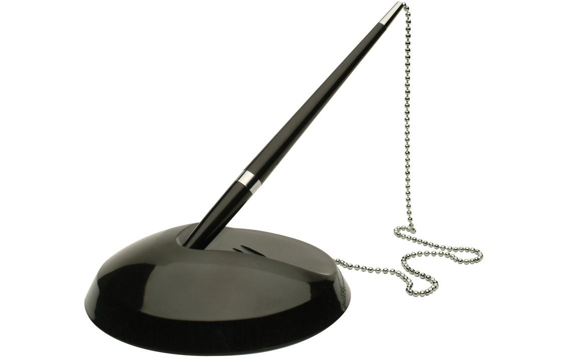 CONNECT Kugelschreiber mit Halter und Kette 0.7 mm, Schwarz
