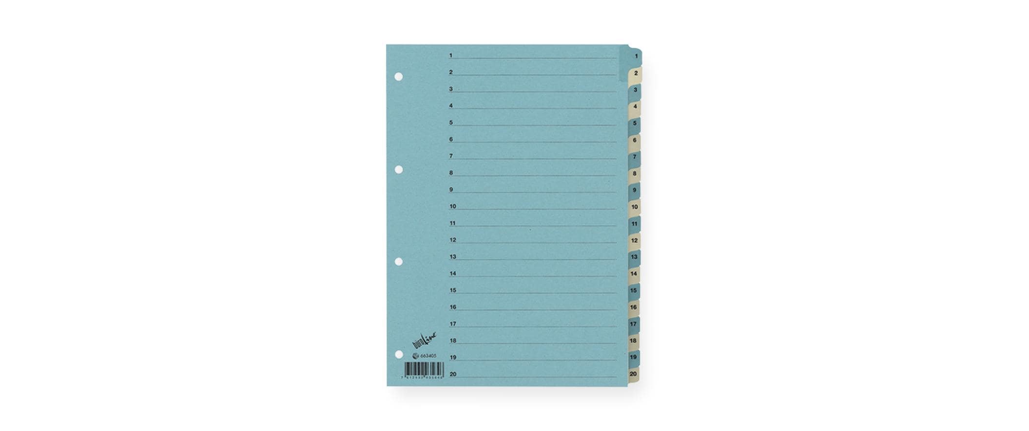 Büroline Register A4, 1 Reihe, 20 Tabs Blau/Beige