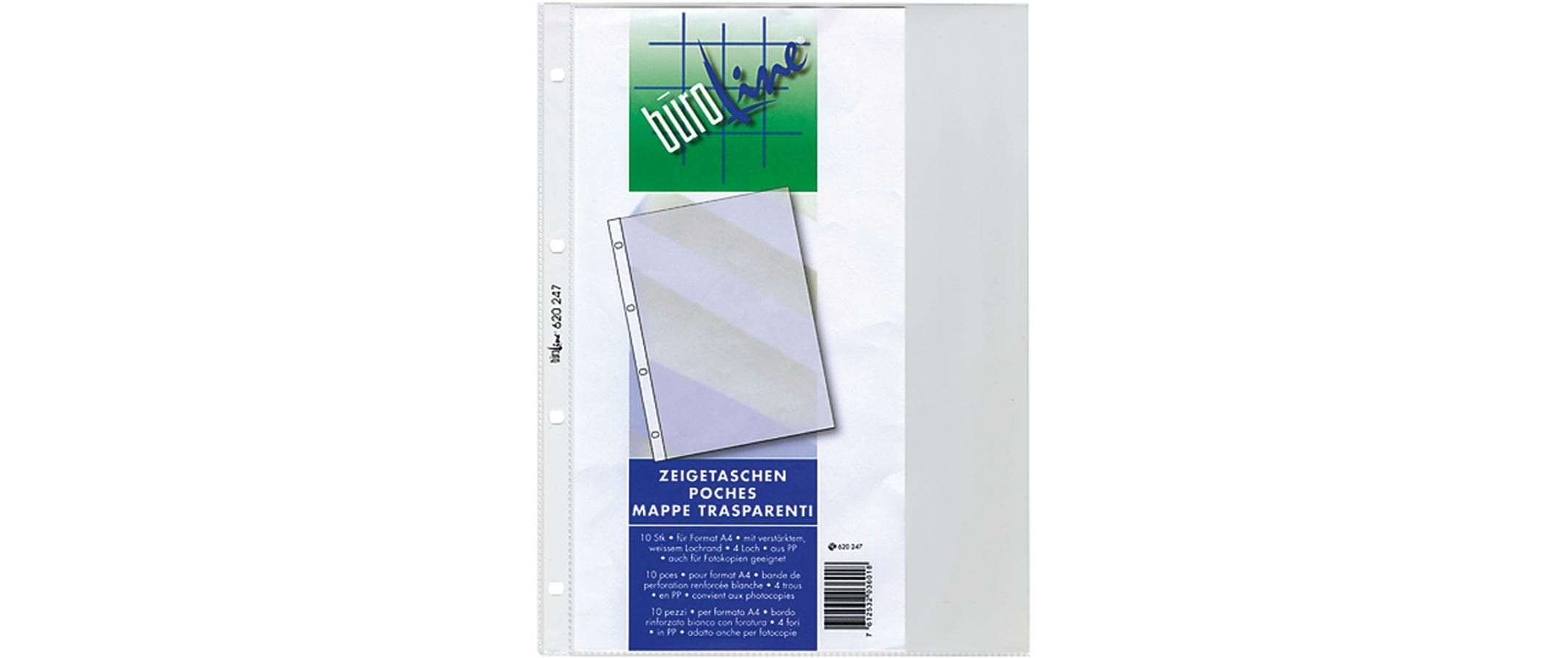 Büroline Zeigetasche A4 genarbt Transparent, 10 Stück
