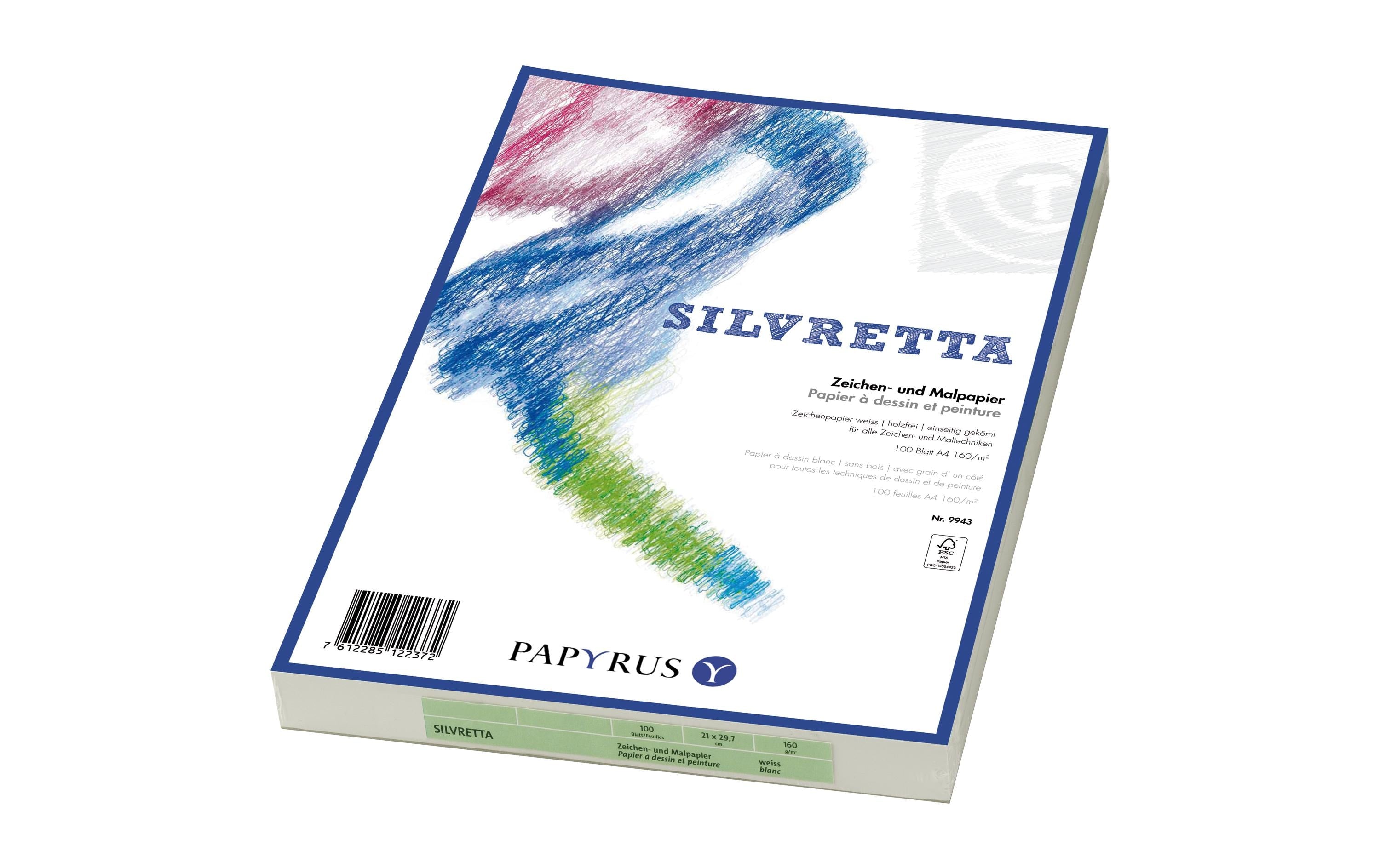 Papyrus Zeichenpapier Silvretta A4, 160 gm², 100 Blatt