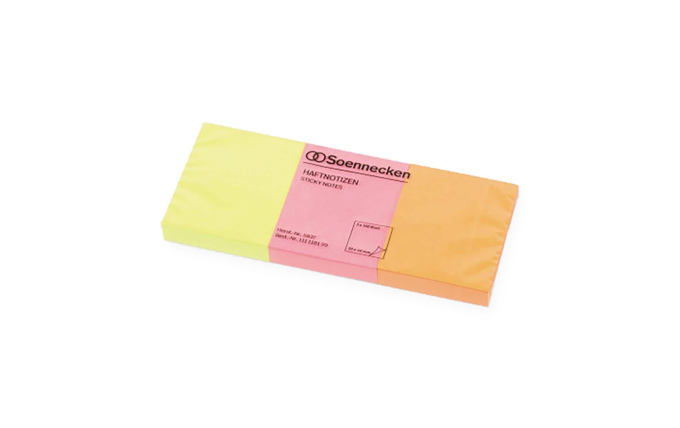 Soennecken Notizzettel 5 x 4 cm, 3 x 100 Blätter, Mehrfarbig