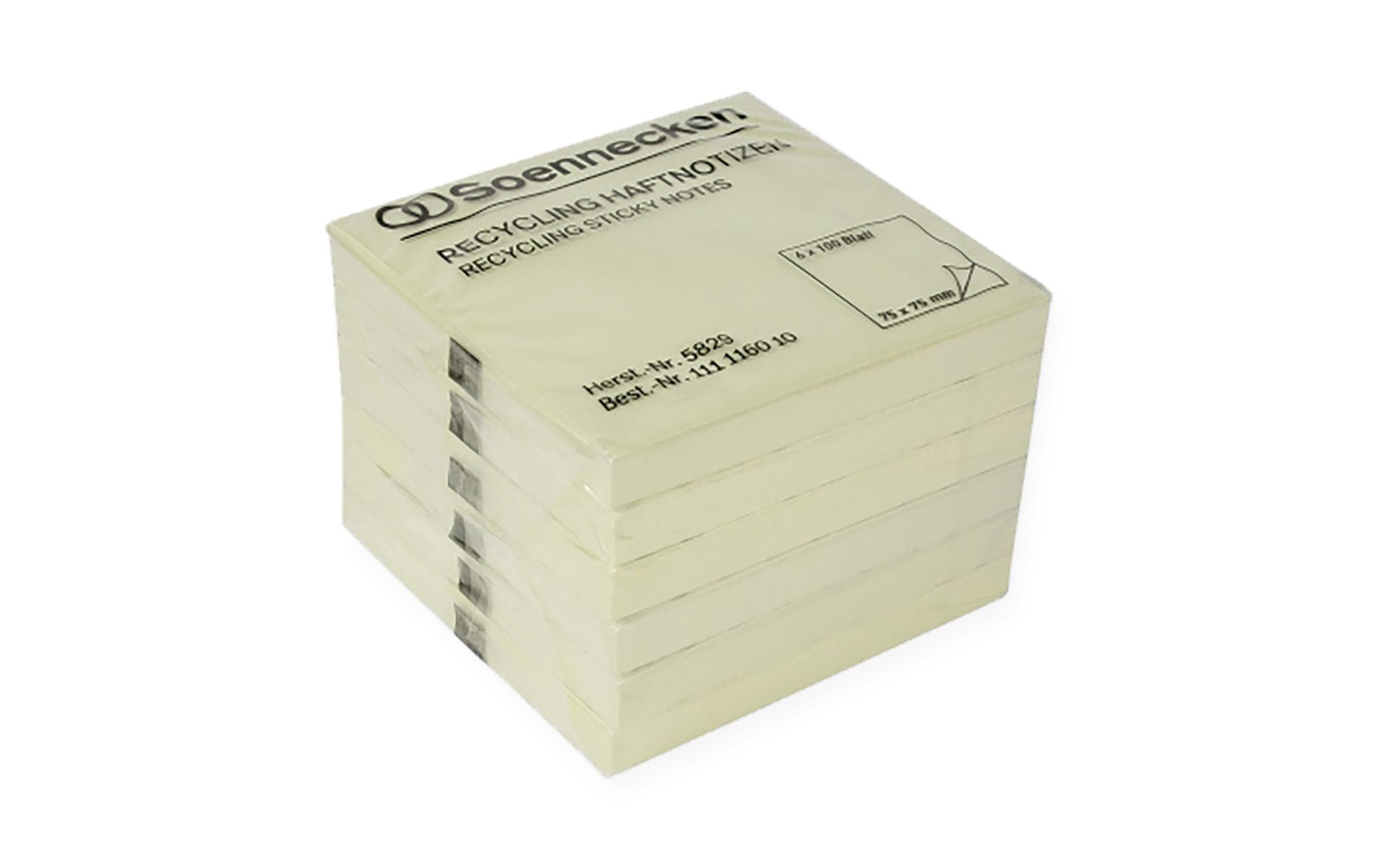 Soennecken Notizzettel oeco Recycling, 7.5 x 7.5 cm, 6 Stück, Gelb