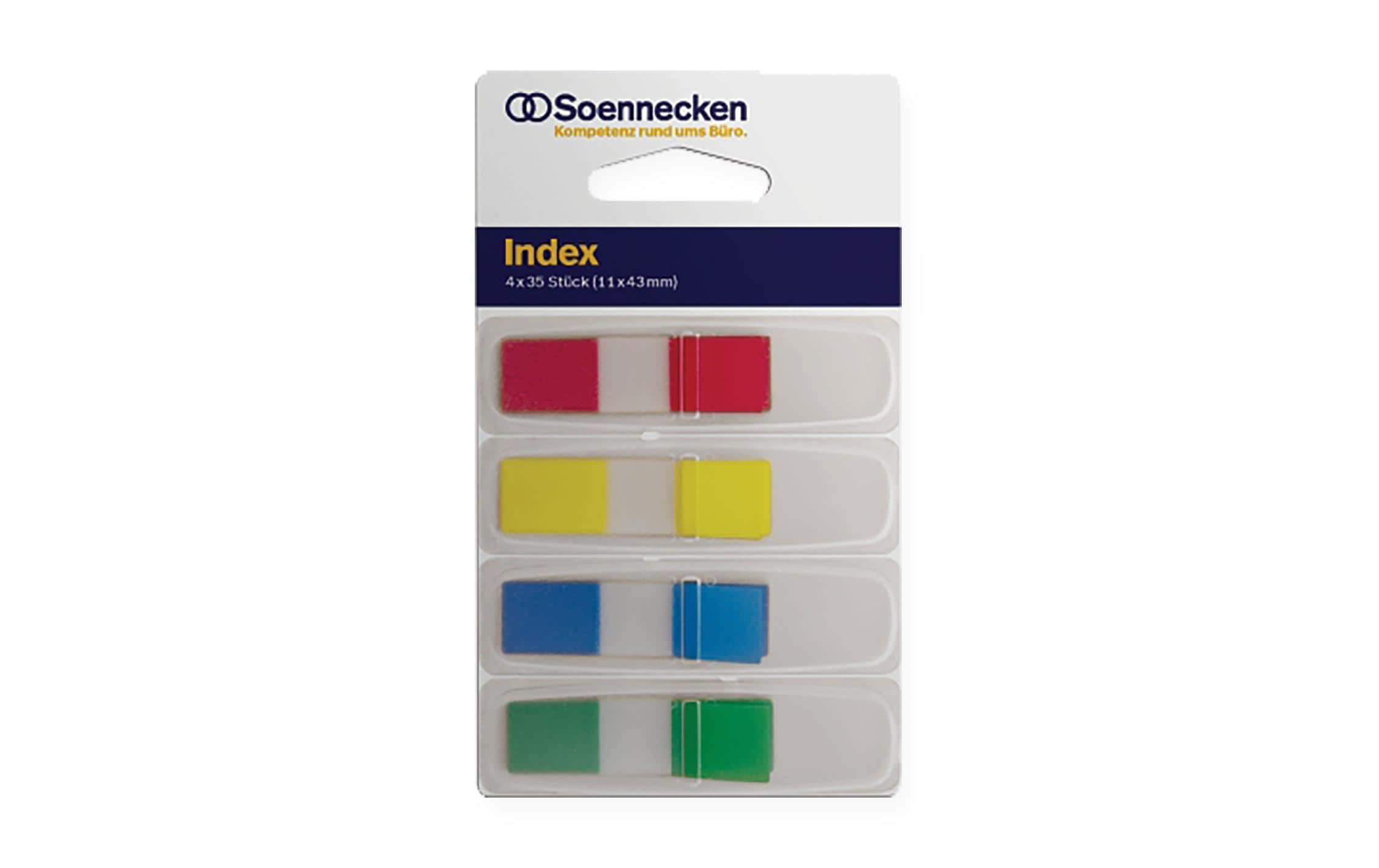 Soennecken Page Marker Index Mini, 1.25 x 4.3 cm, Blau/Gelb/Grün/Rot
