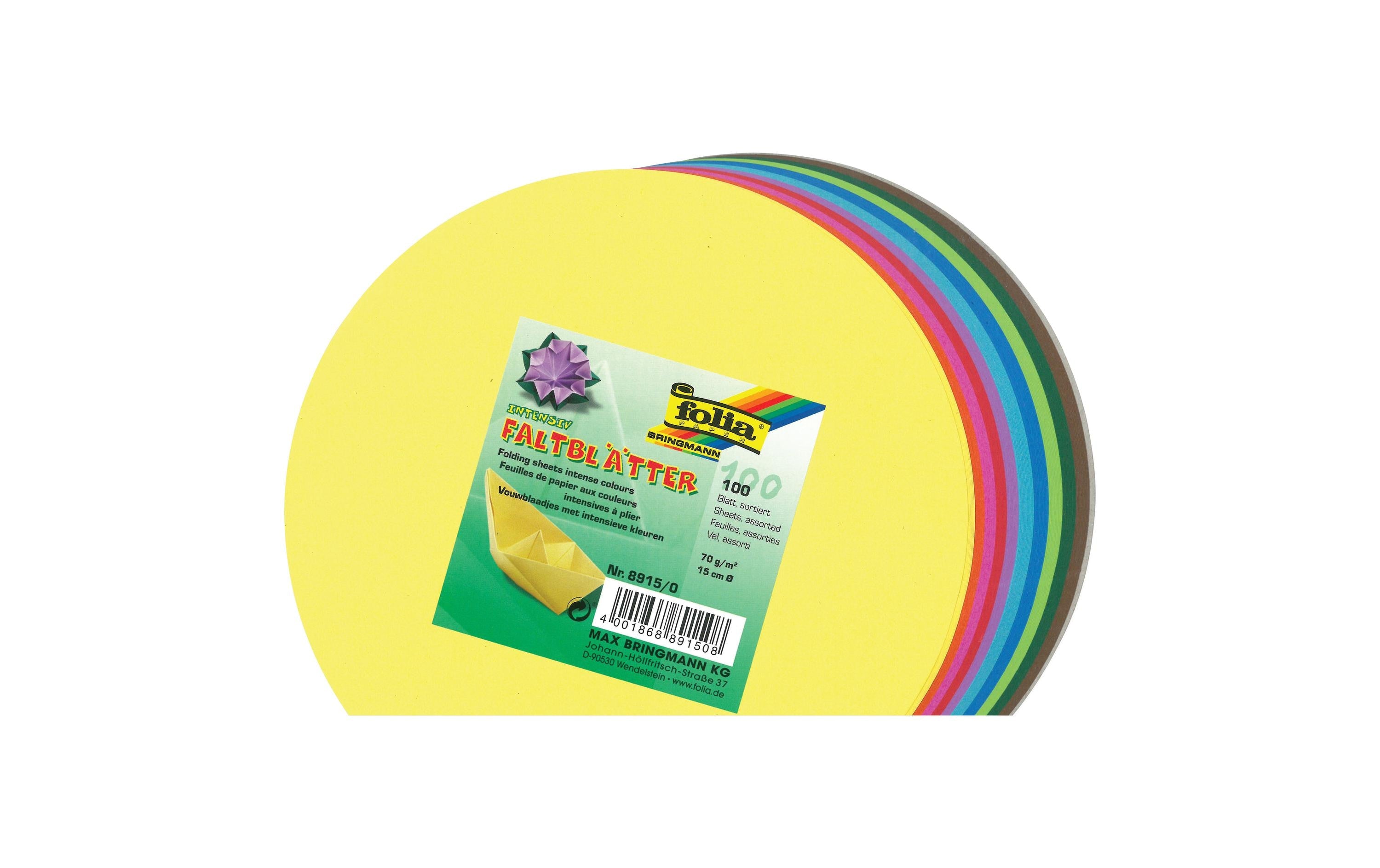Folia Faltblätter Origami Ø 15 cm, 70 g/m²,  100 Stück
