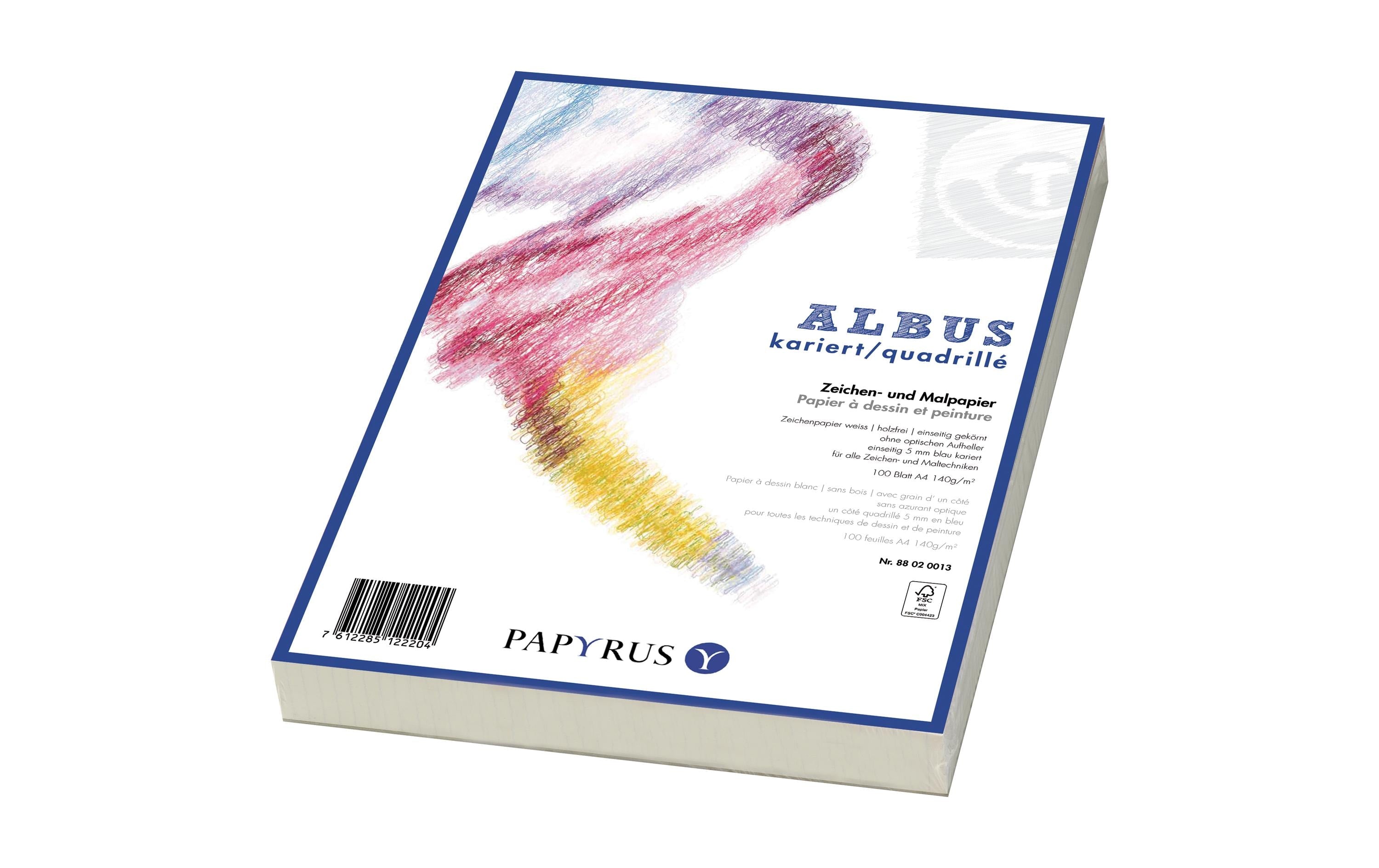 Papyrus Zeichenpapier Albus A4, Kariert, 160 g/m², 100 Blatt