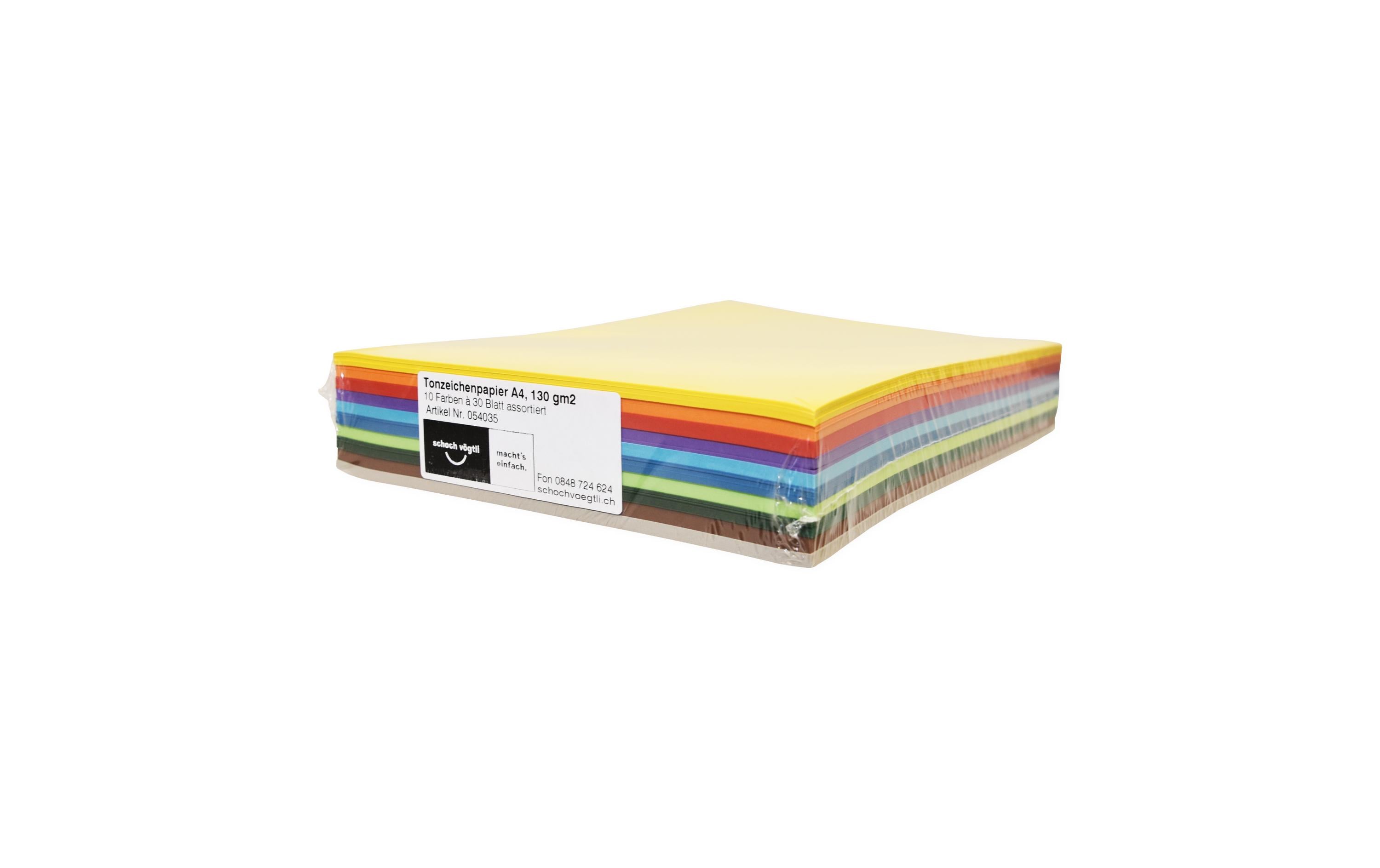 Papyrus Tonzeichenpapier A4, 130 g/m²,  300 Stück, Farbig assortiert