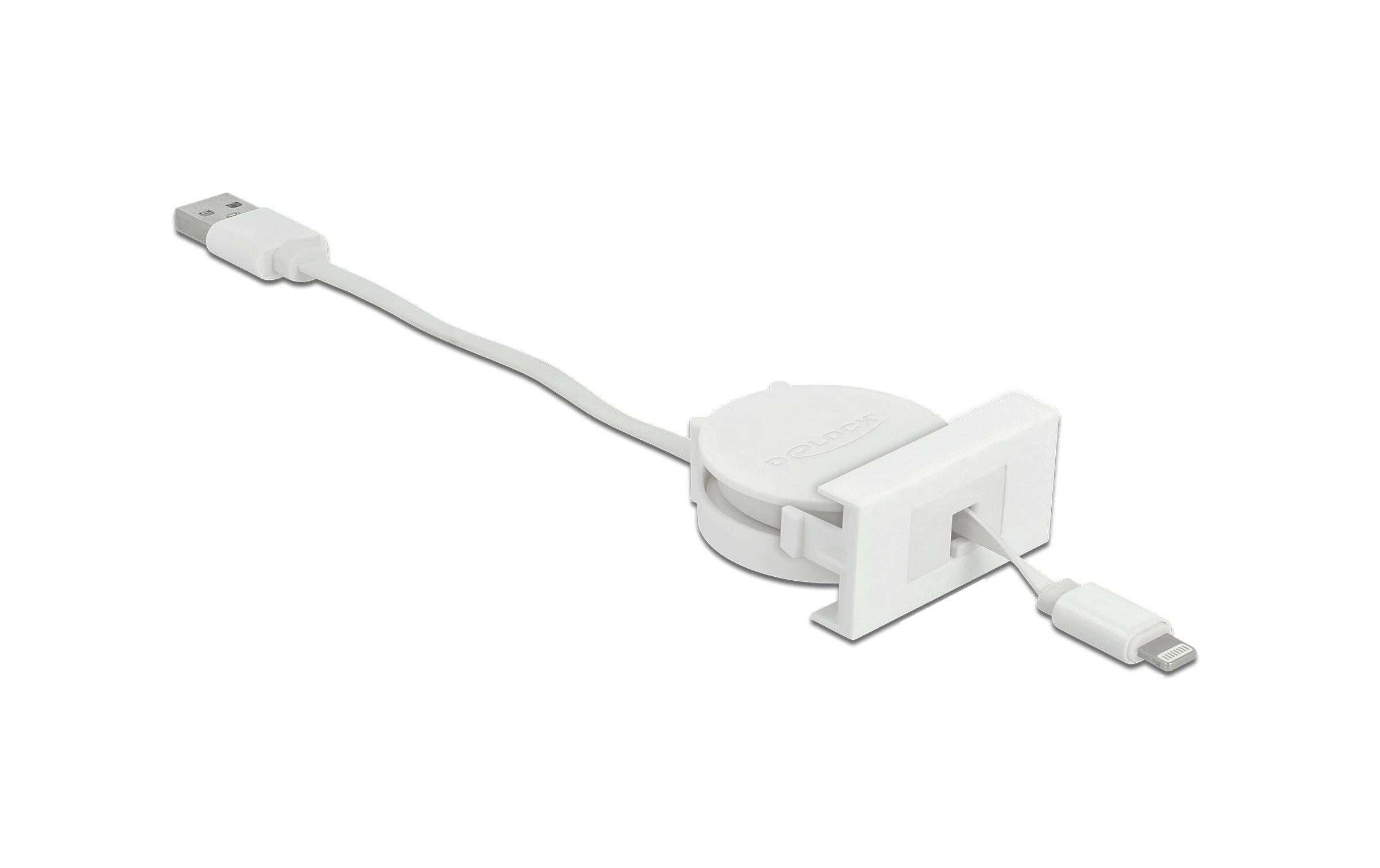 Delock Easy 45 Modul USB 2.0 Ausrollkabel USB A - Lightning 0.5 m