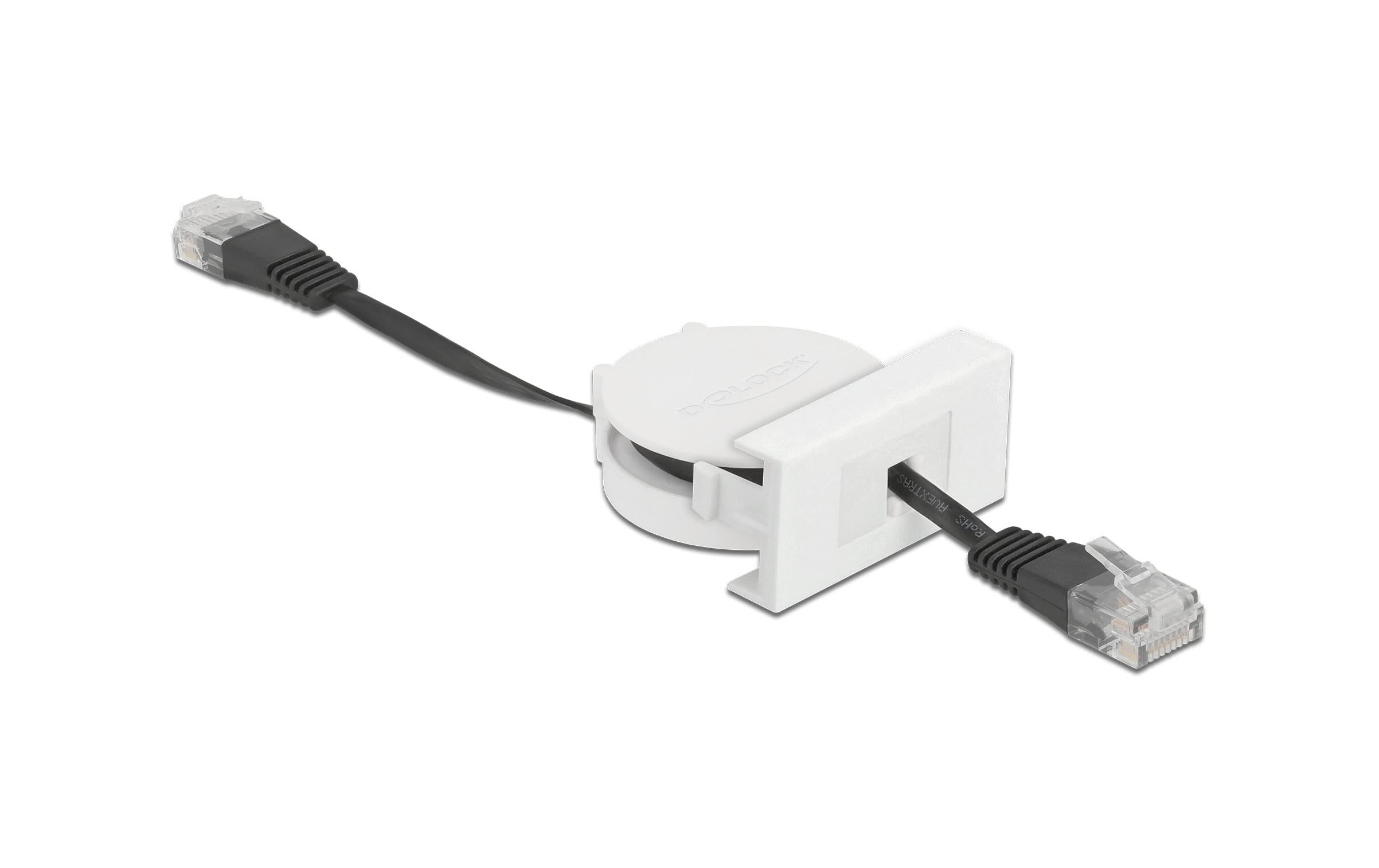 Delock Easy 45 Modul Aufrollkabel Cat 5e, SF/UTP, 0.5 m, Schwarz