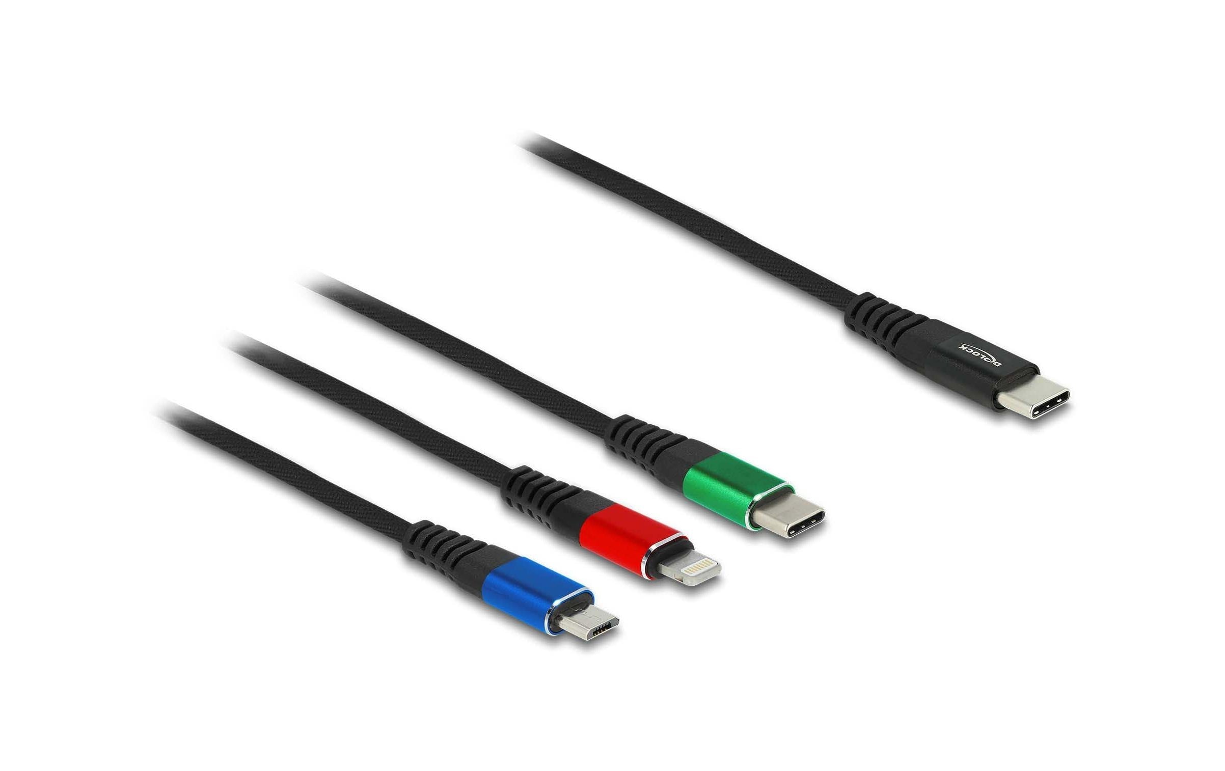 Delock USB-Ladekabel USB C - Lightning/Micro-USB B/USB C 0.3 m