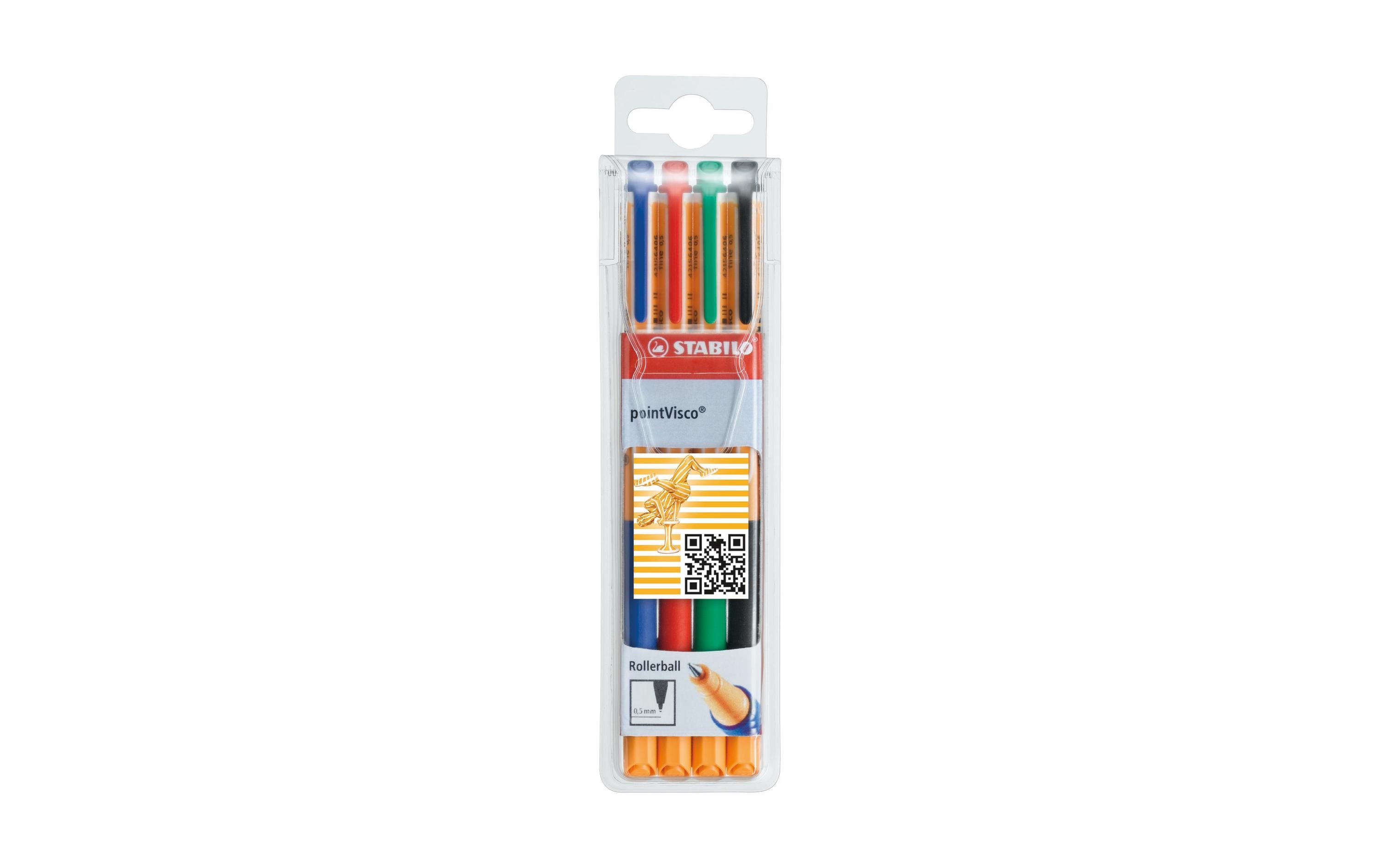STABILO Rollerball Visco Gel-Rollerball 0.5 mm, 4er Etui