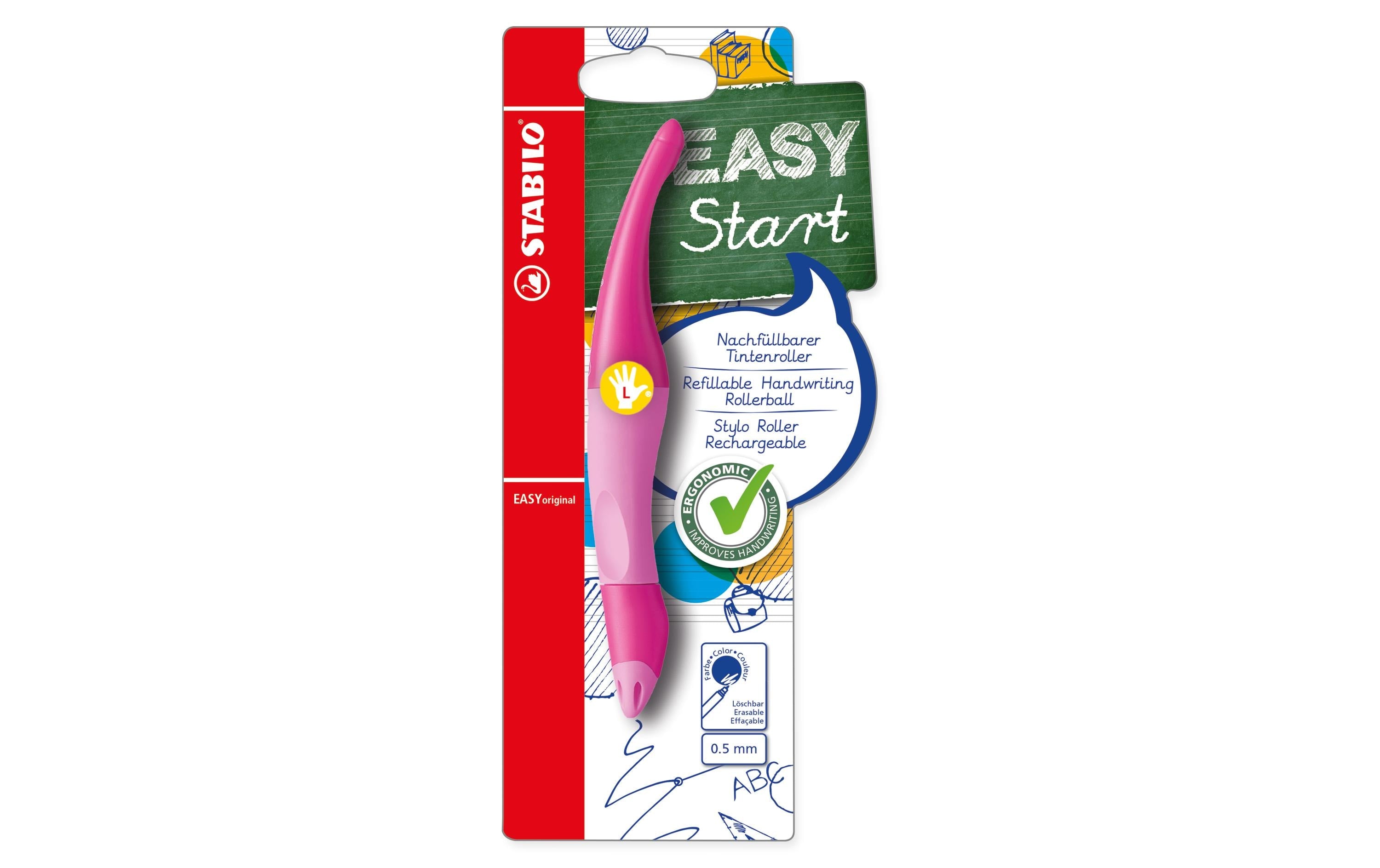 STABILO Rollerball Easy Start Linkshänder Pink