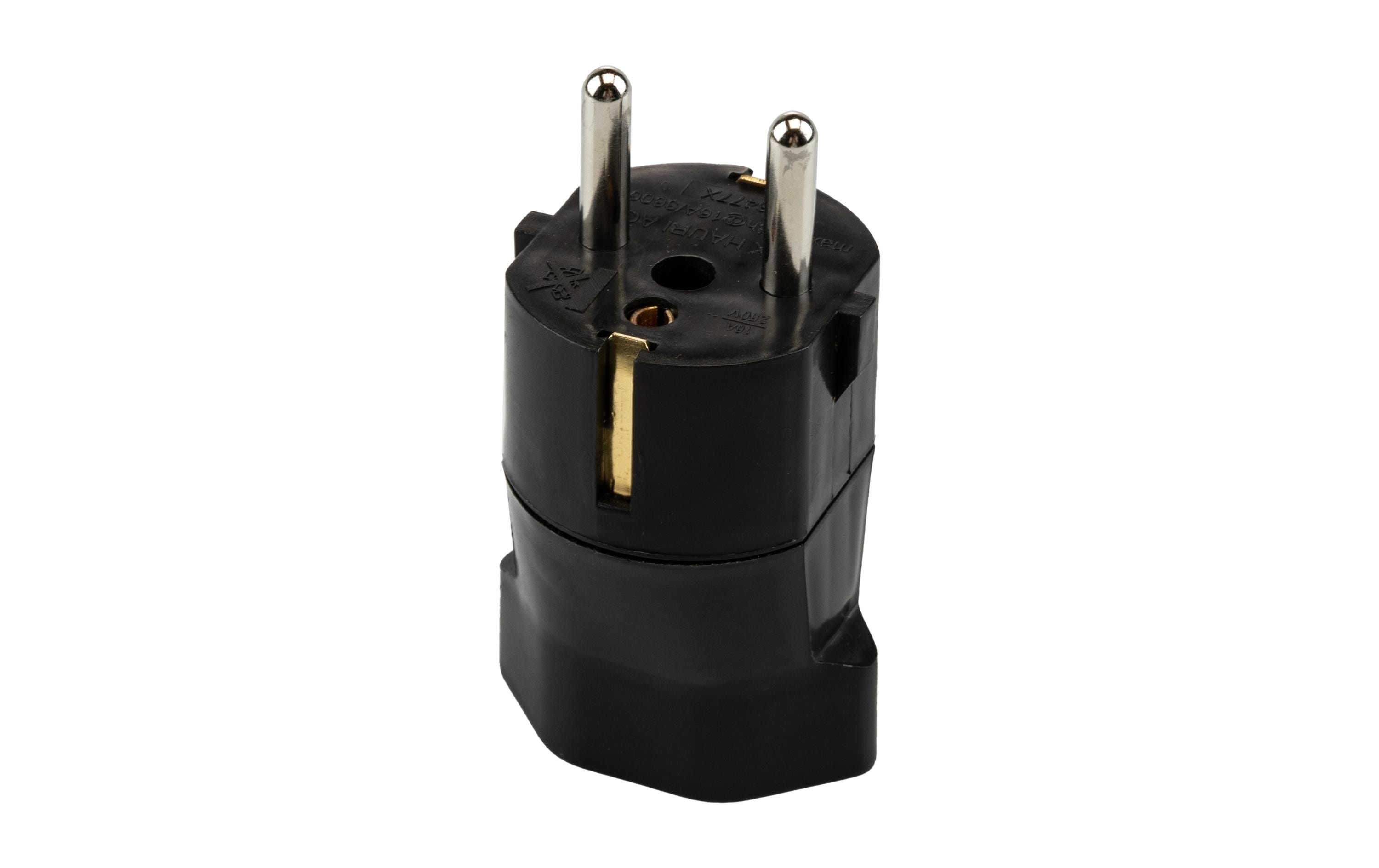 Max Hauri Adapterstecker Schuko Stecker zu T21 Buchse Schwarz
