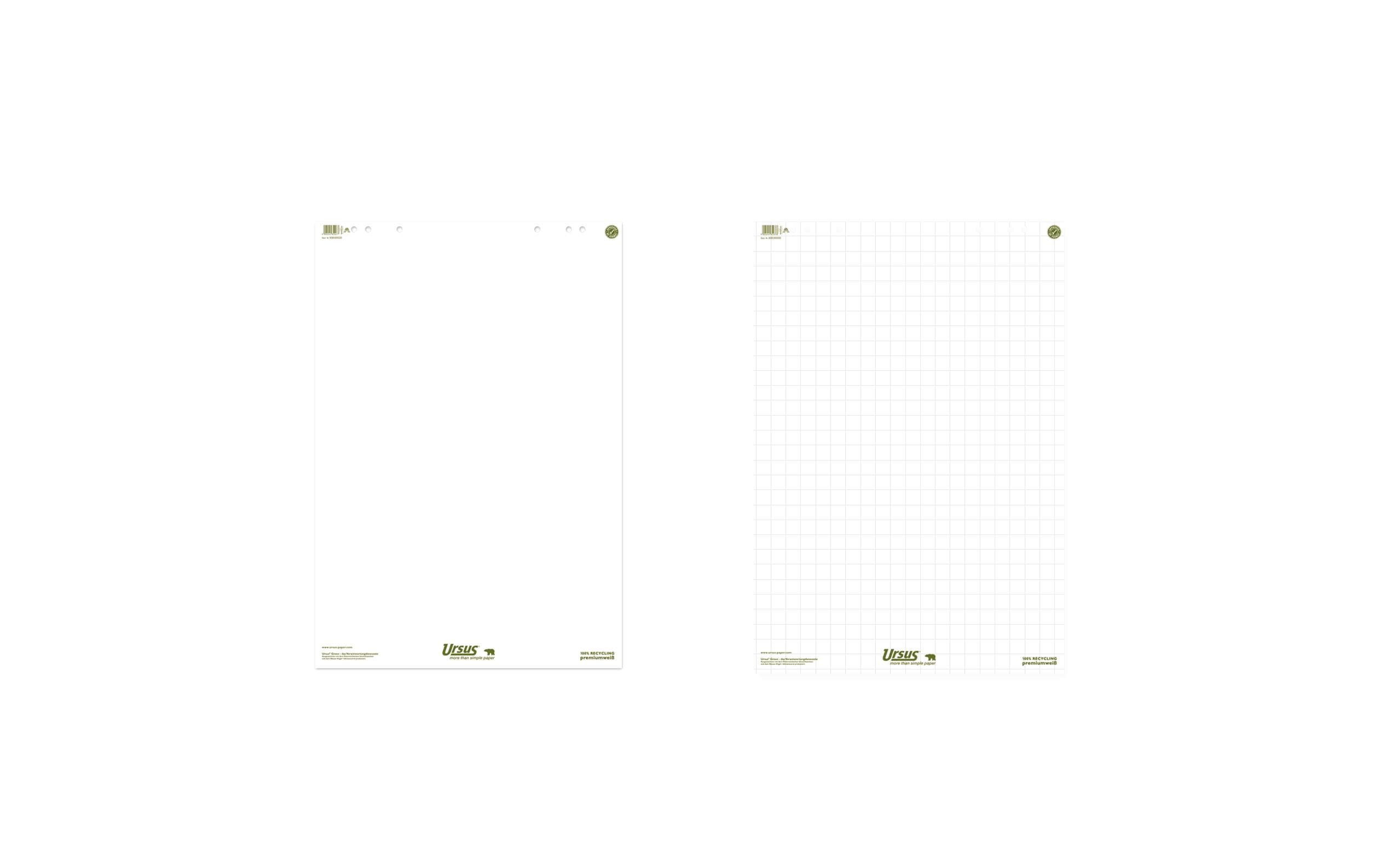 Ursusgreen Flipchart 68 x 99 cm, 20 Blatt, Blanko, 5 Stück