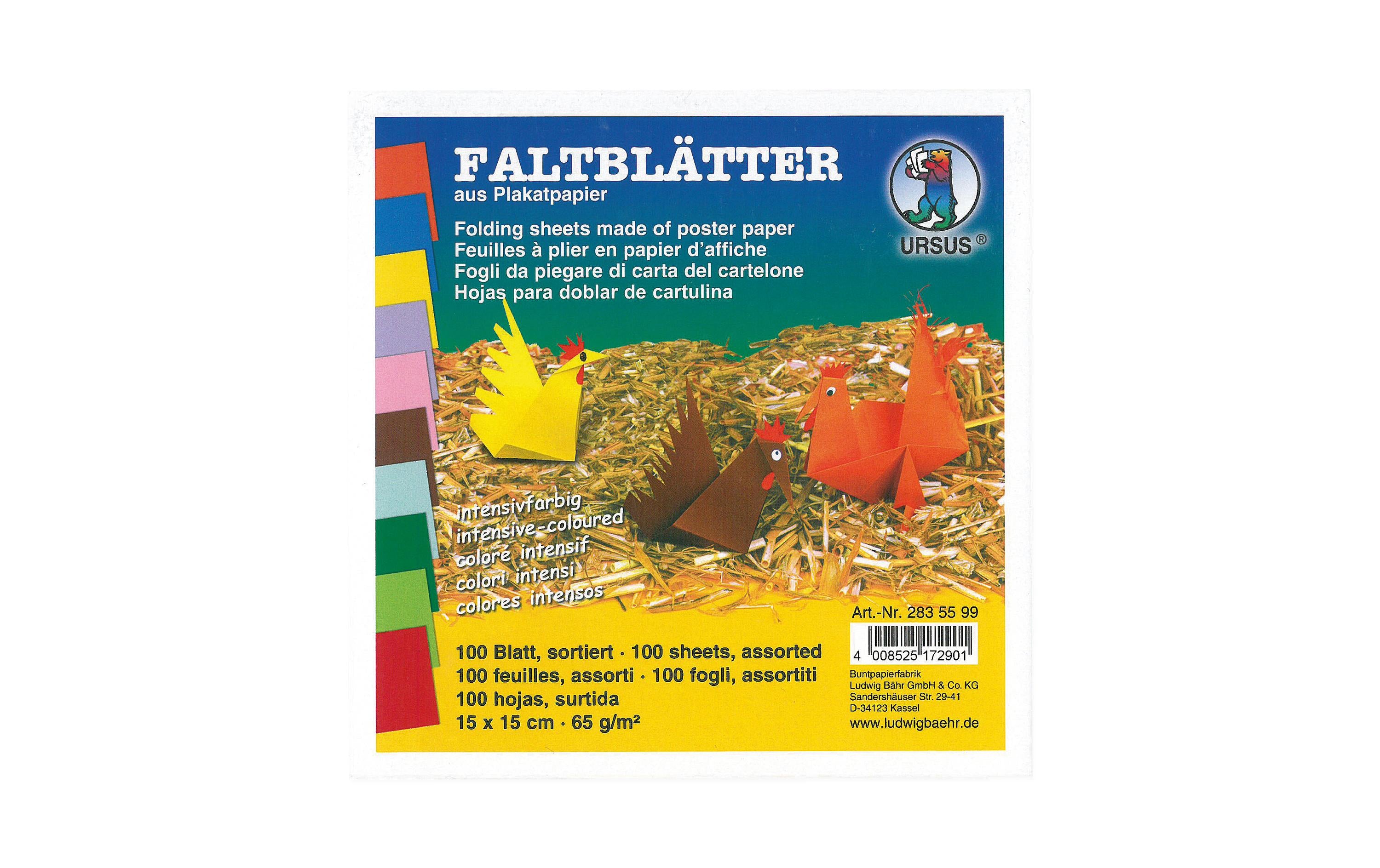 URSUS Faltblätter Origami 15 x 15 cm, 65 g/m²,  100 Stück