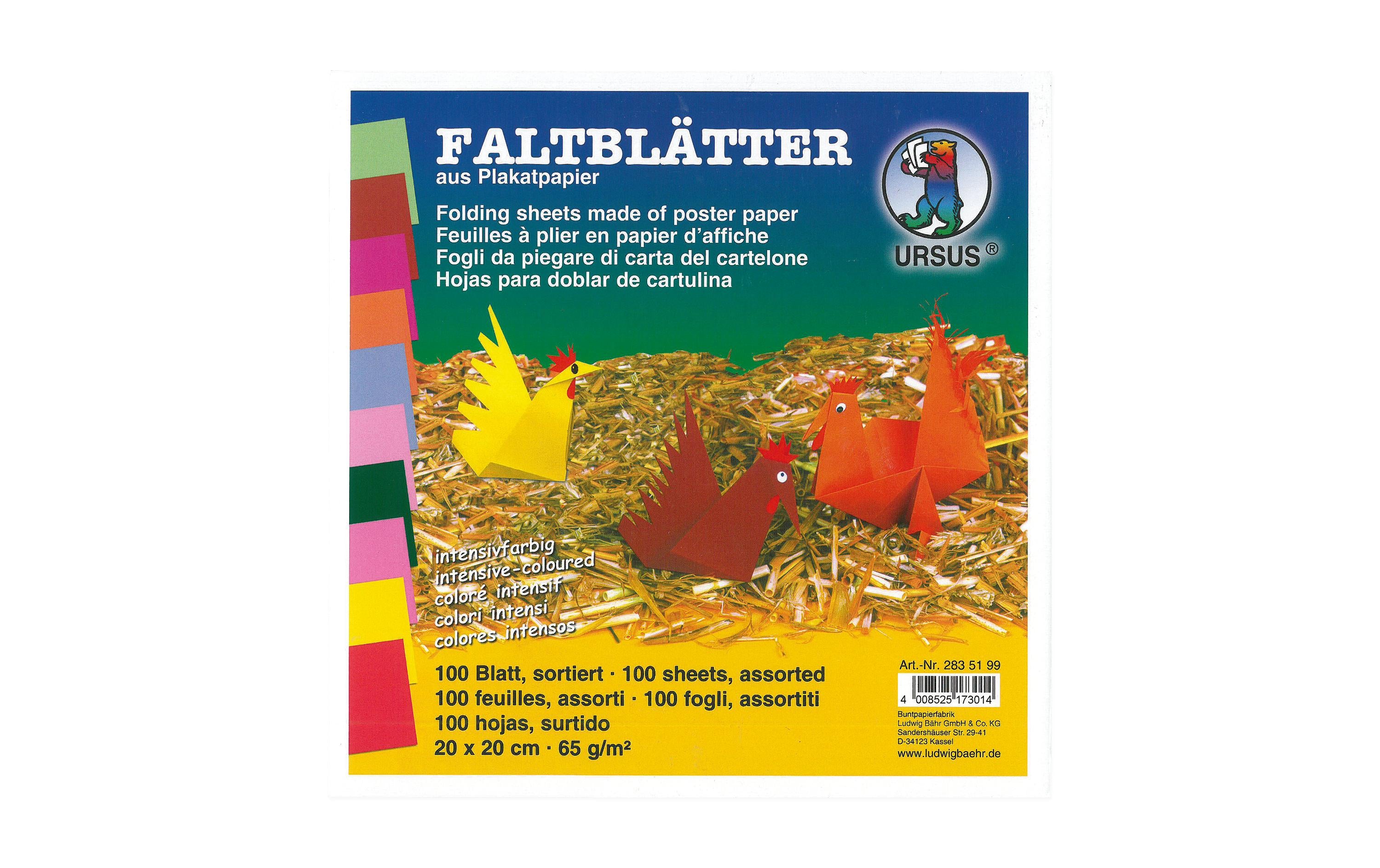 URSUS Faltblätter Origami 20 x 20 cm, 65 g/m²,  100 Stück