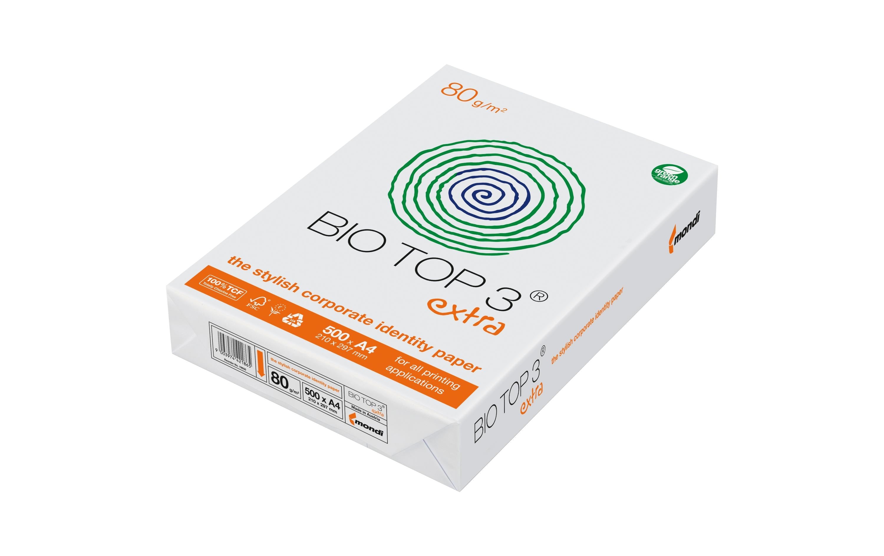 Bio Top Kopierpapier Bio Top 3 Extra A4, Weiss, 80 g/m², 500 Blatt