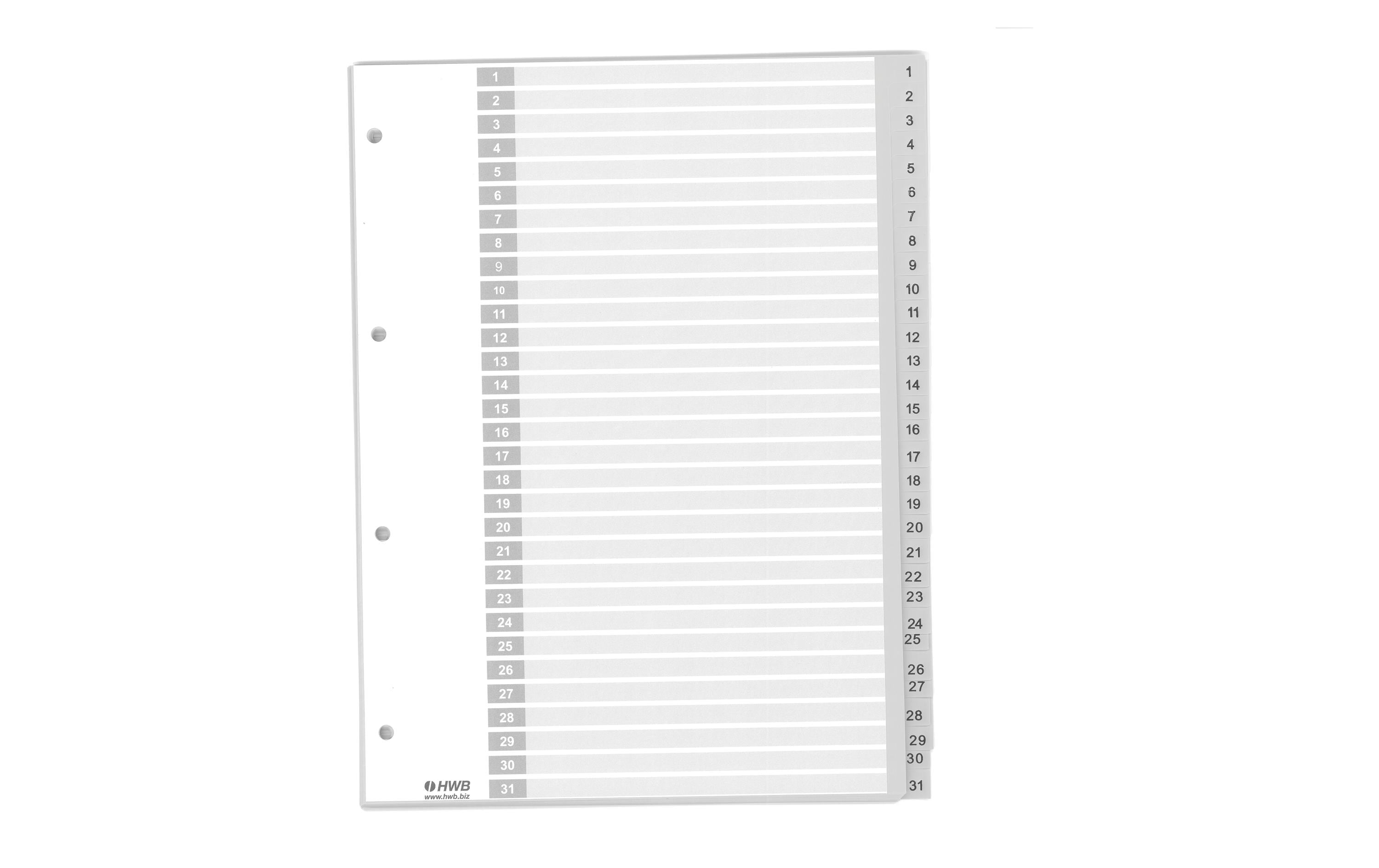HWB Register A4, PP 1-31, 25 Stück