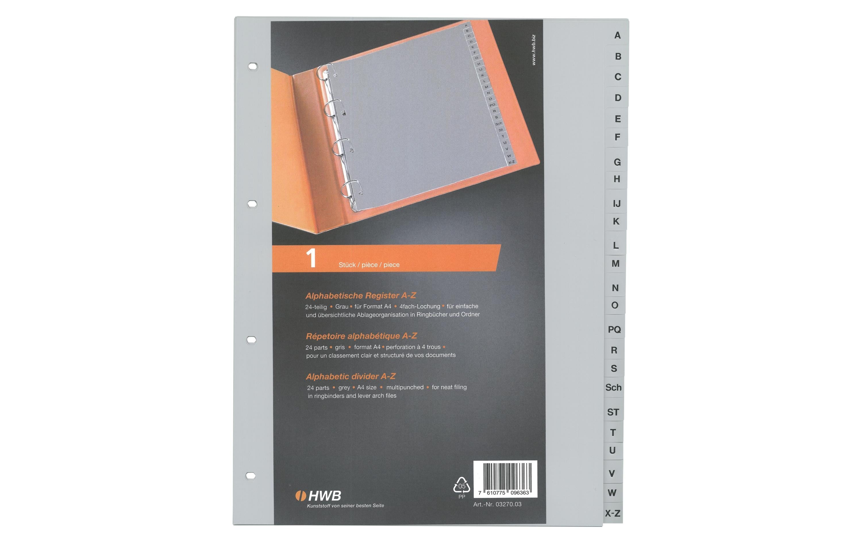 HWB Register A4, volldeckend, A-Z