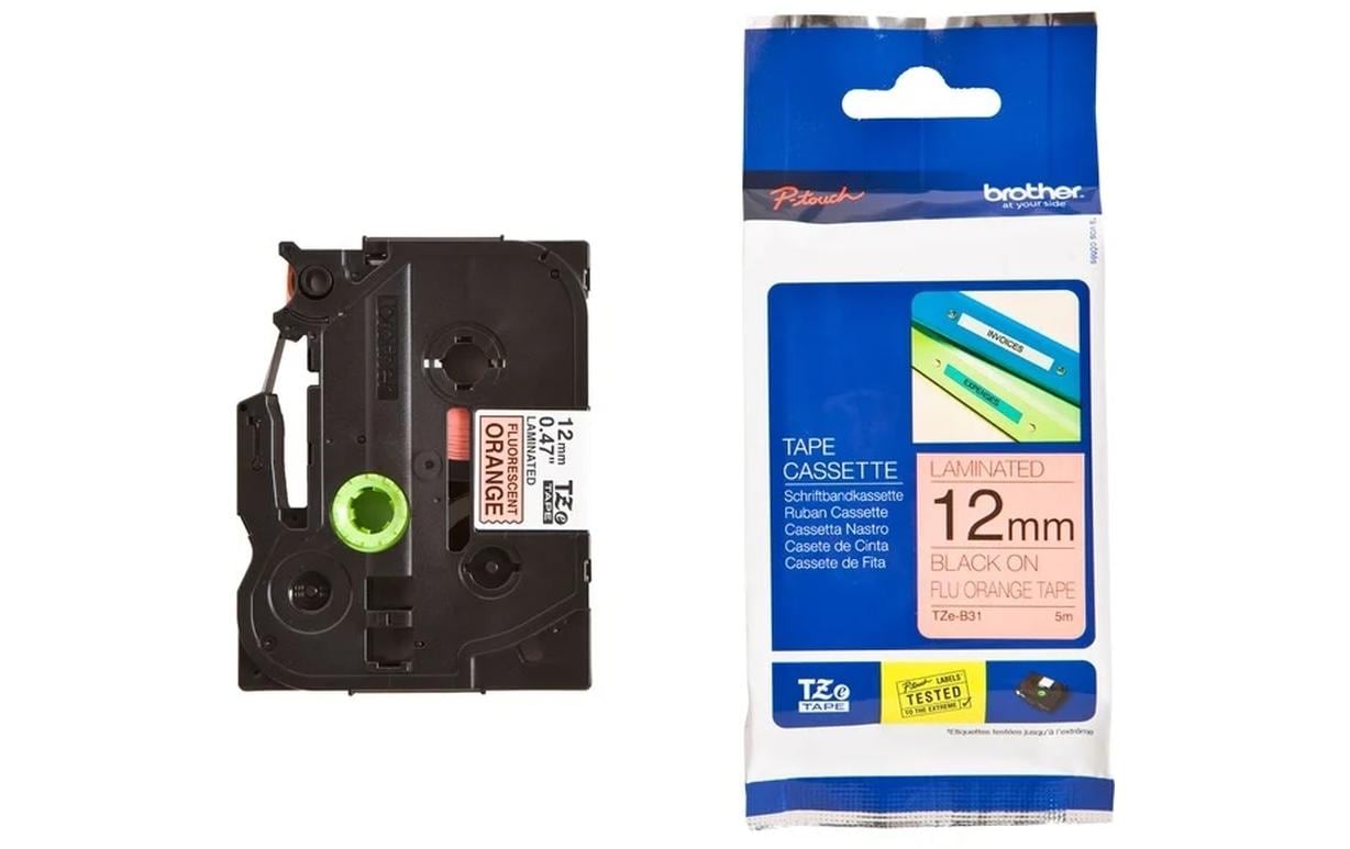 Brother Beschriftungsband TZE-b31 Schwarz auf Orange
