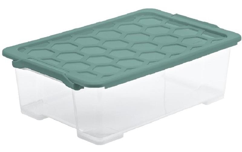 Rotho Aufbewahrungsbox Evo Safe 30 l, Grün/Transparent