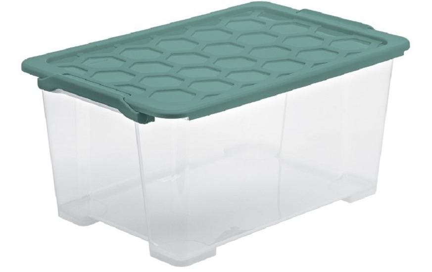 Rotho Aufbewahrungsbox Evo Safe 44 l, Grün/Transparent