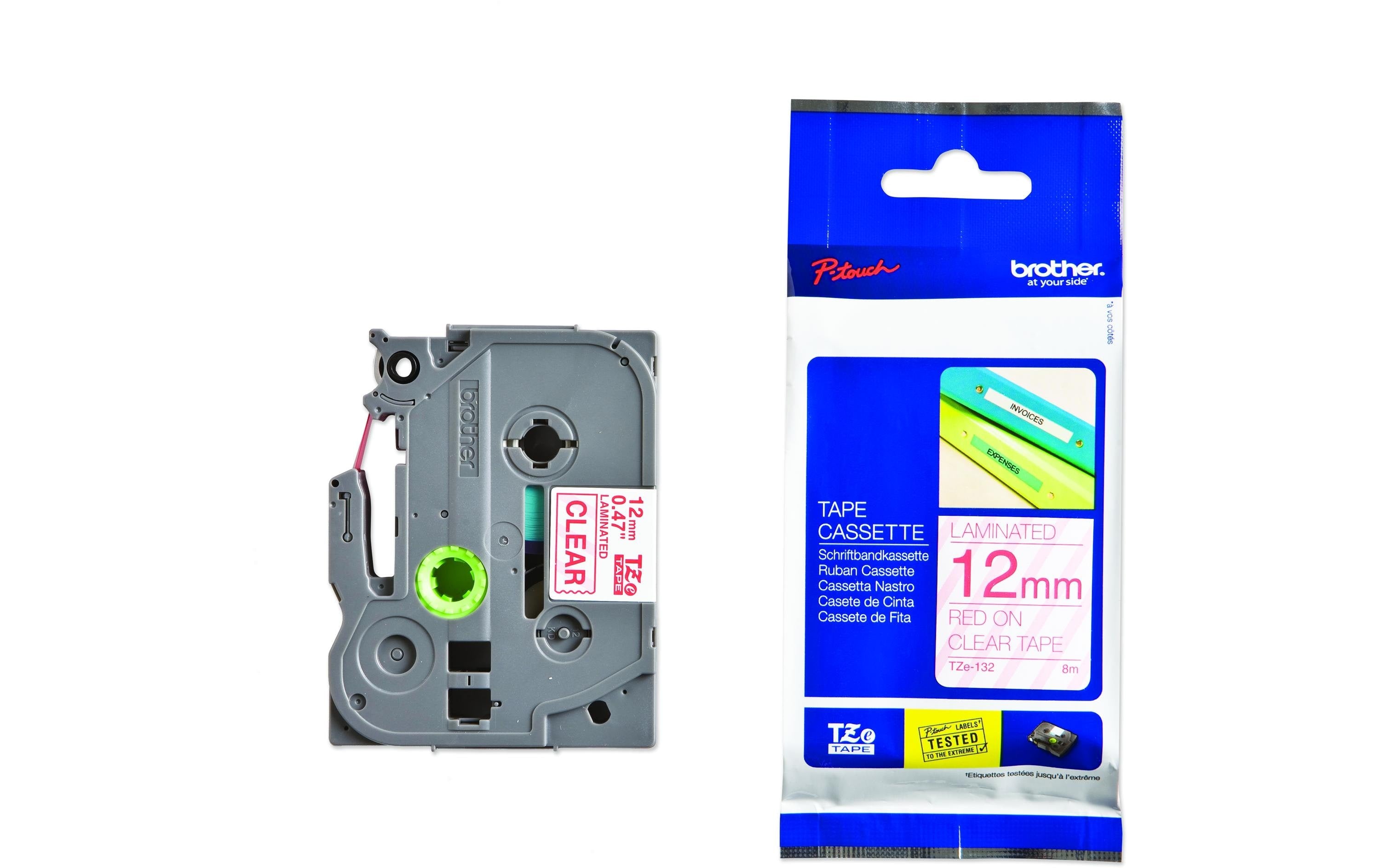 Brother Beschriftungsband TZE-132 Rot auf Transparent