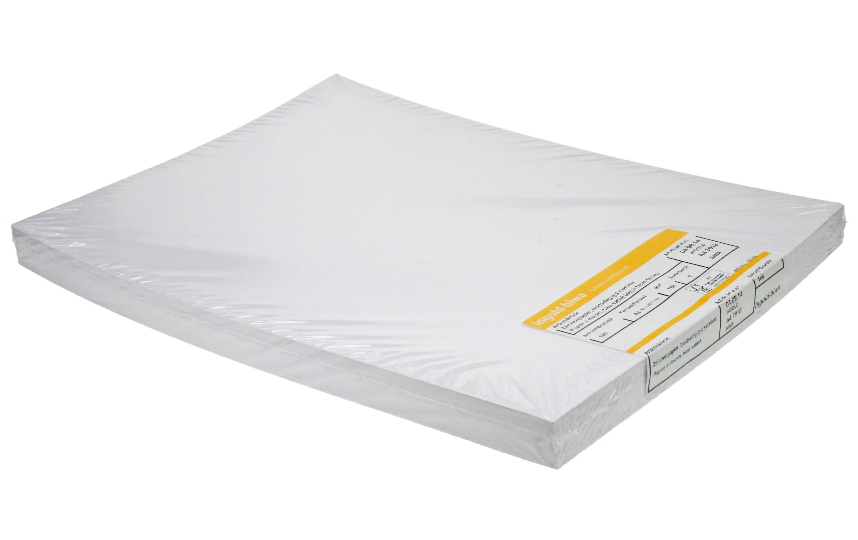 ingold-biwa Zeichenpapier Blanko A2, 180 g/m²,  100 Stück, Weiss