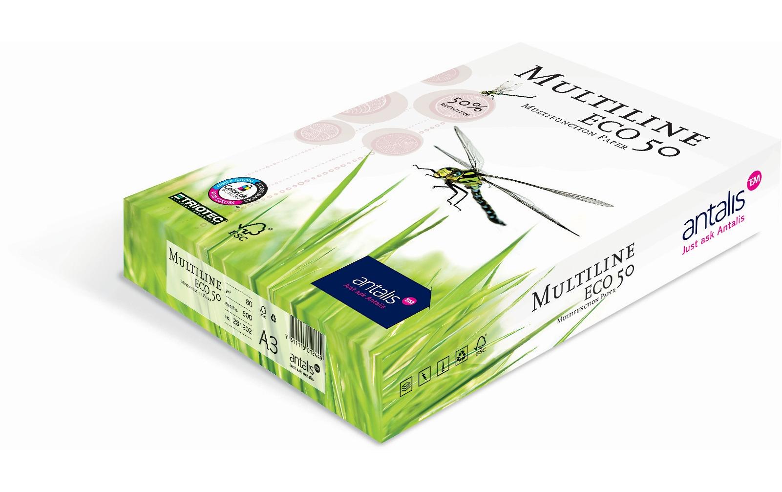 Antalis Kopierpapier Multiline Eco 50 A3, Weiss, 80 g/m²,500 Blatt