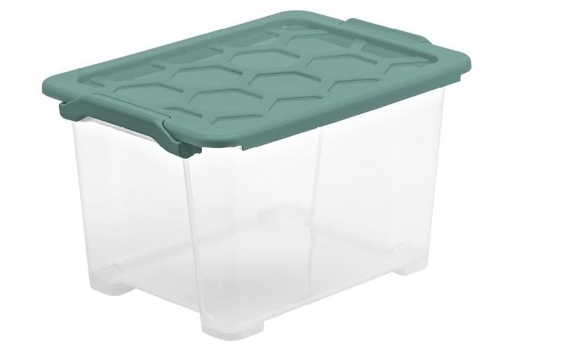 Rotho Aufbewahrungsbox Evo Safe 15 l, Grün/Transparent
