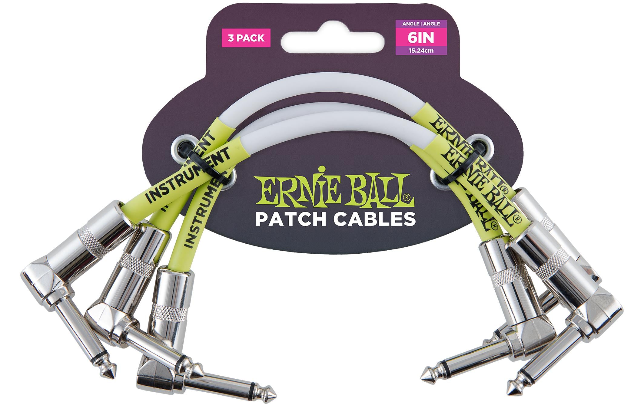 Ernie Ball Patch-Kabel 6051 3er Pack – 0.15 m, Weiss