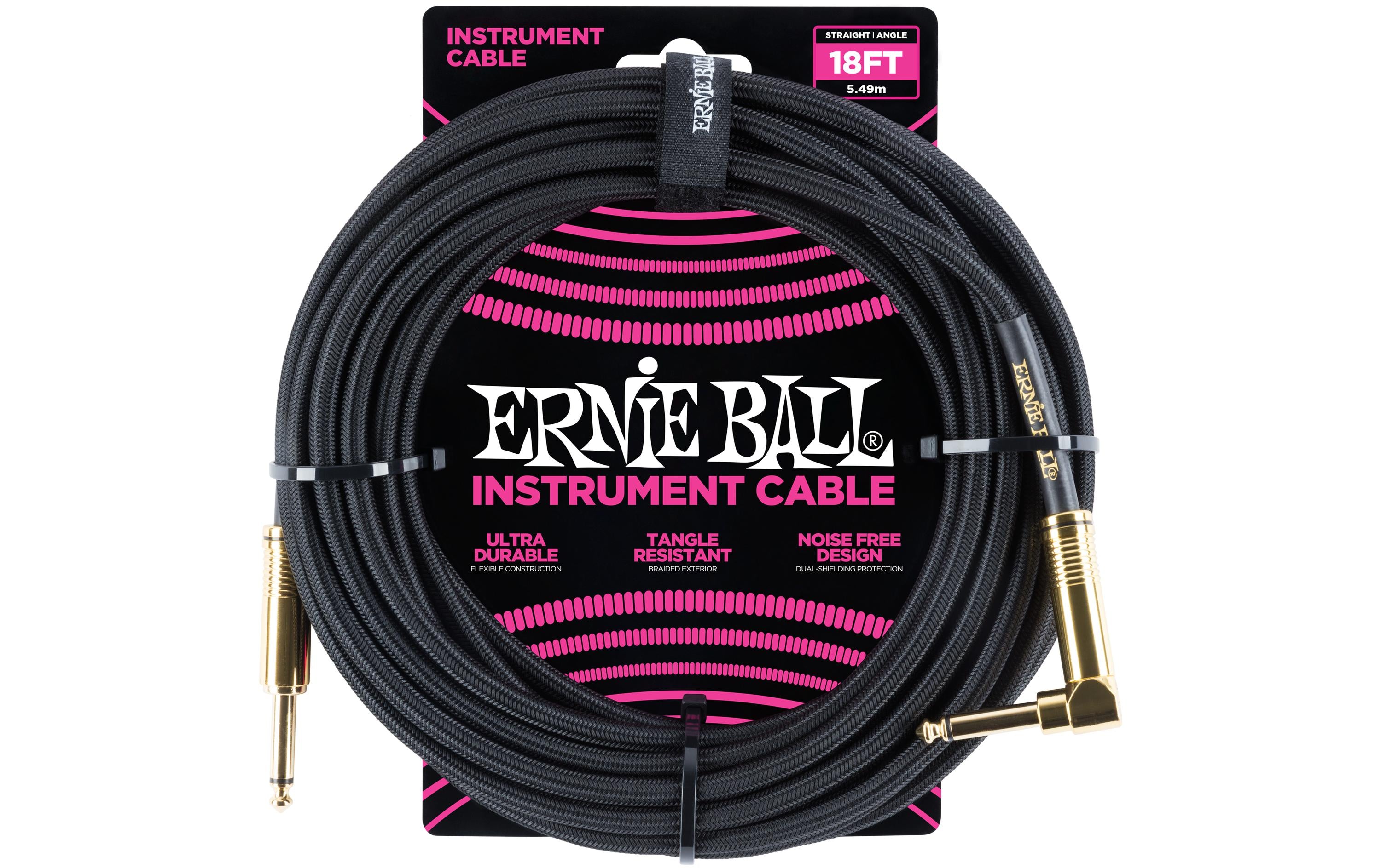 Ernie Ball Instrumentenkabel 6086 – 5.49 m, Schwarz