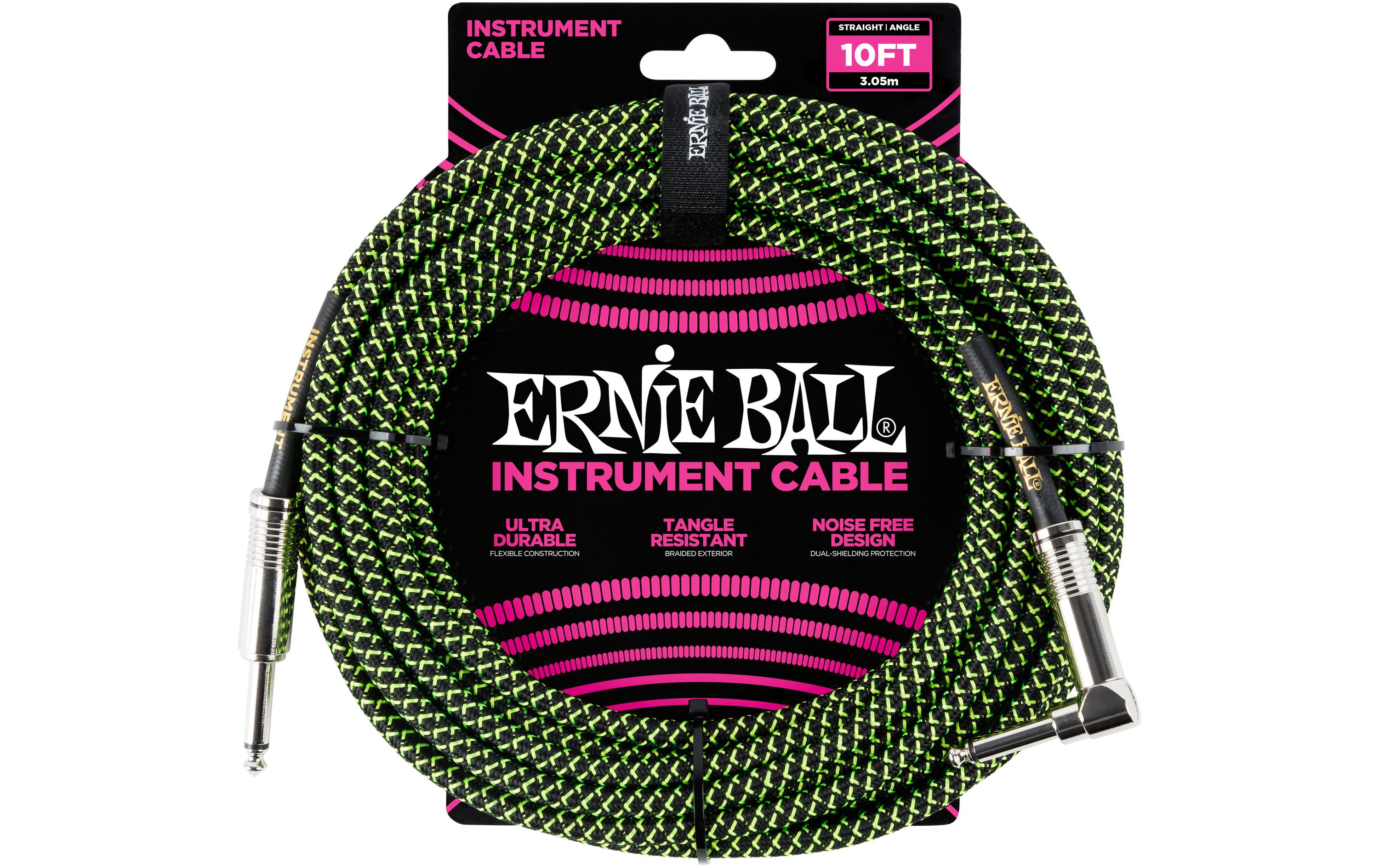 Ernie Ball Instrumentenkabel 6077 – 3.05 m, Grün/Schwarz