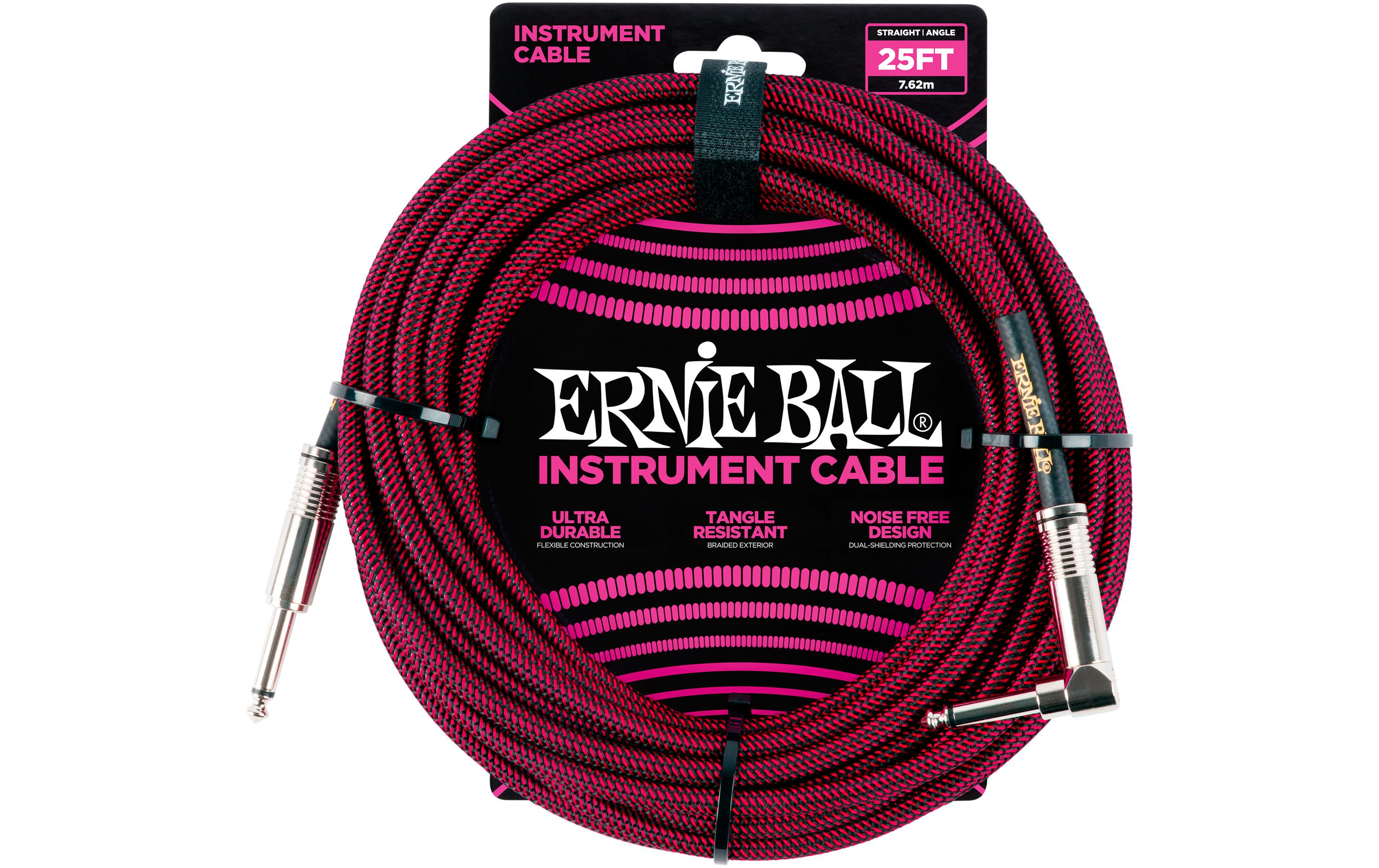 Ernie Ball Instrumentenkabel 6062 – 7.62 m, Rot/Schwarz