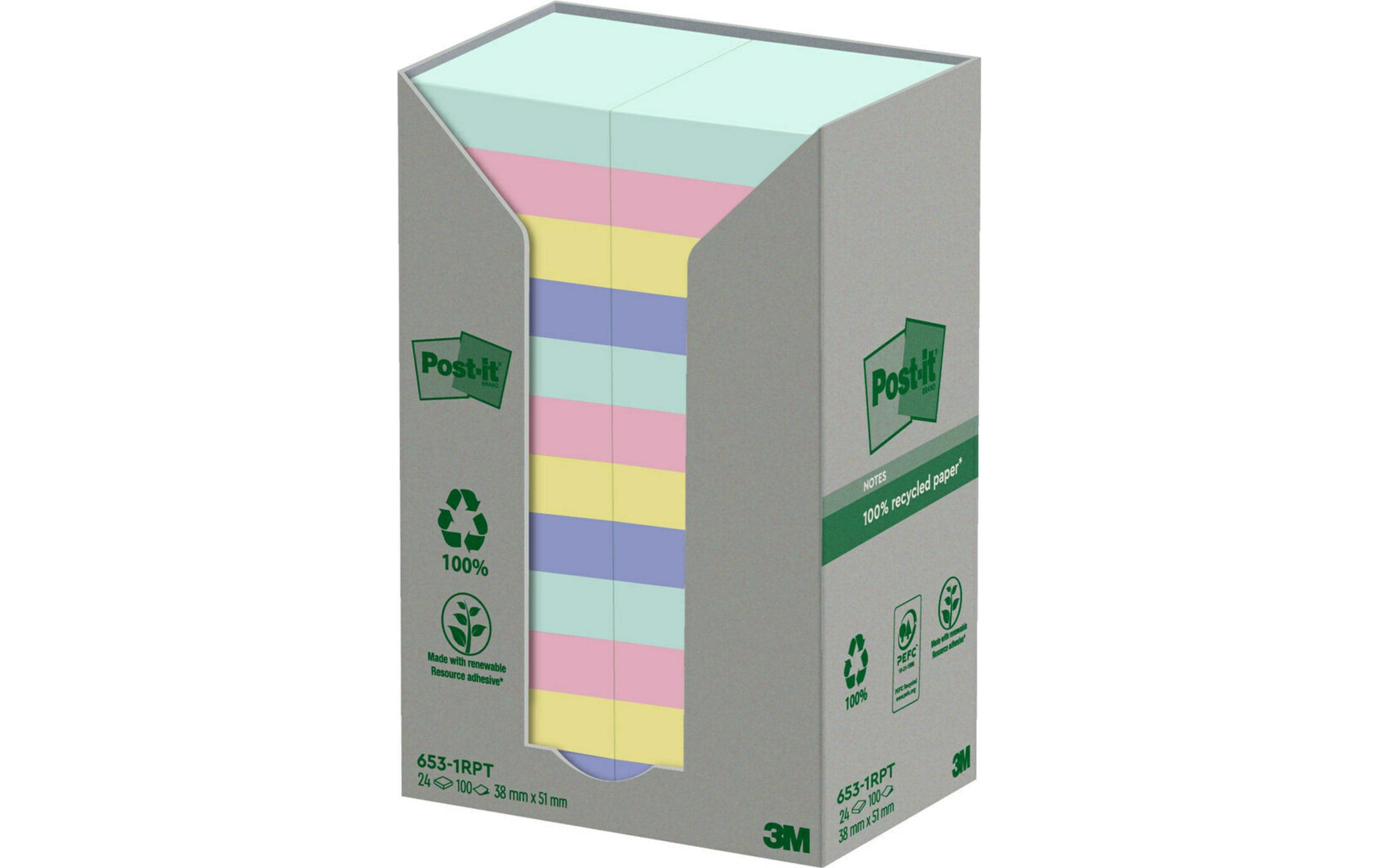 Post-it Notizzettel Recycling Notes 5.1 x 3.8 cm, 24 Blöcke