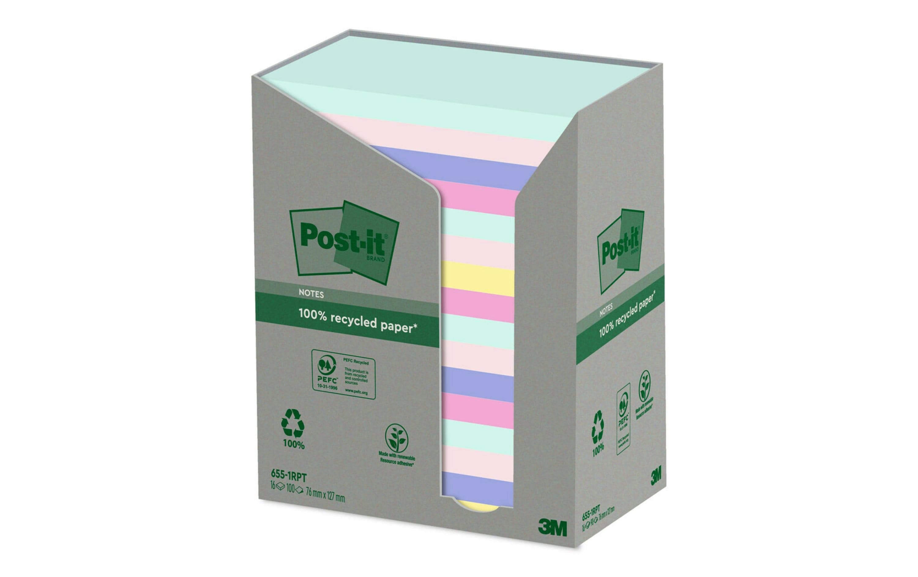 Post-it Notizzettel Recycling Notes 7.6 x 12.7 cm, 16 Blöcke