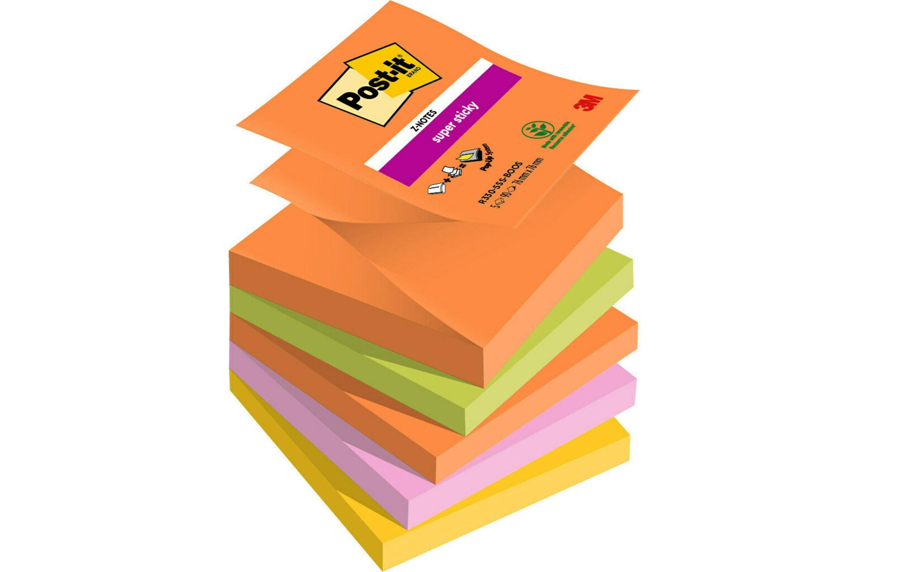 Post-it Notizzettel Super Sticky Boost Collection 7.6 x 7.6 cm