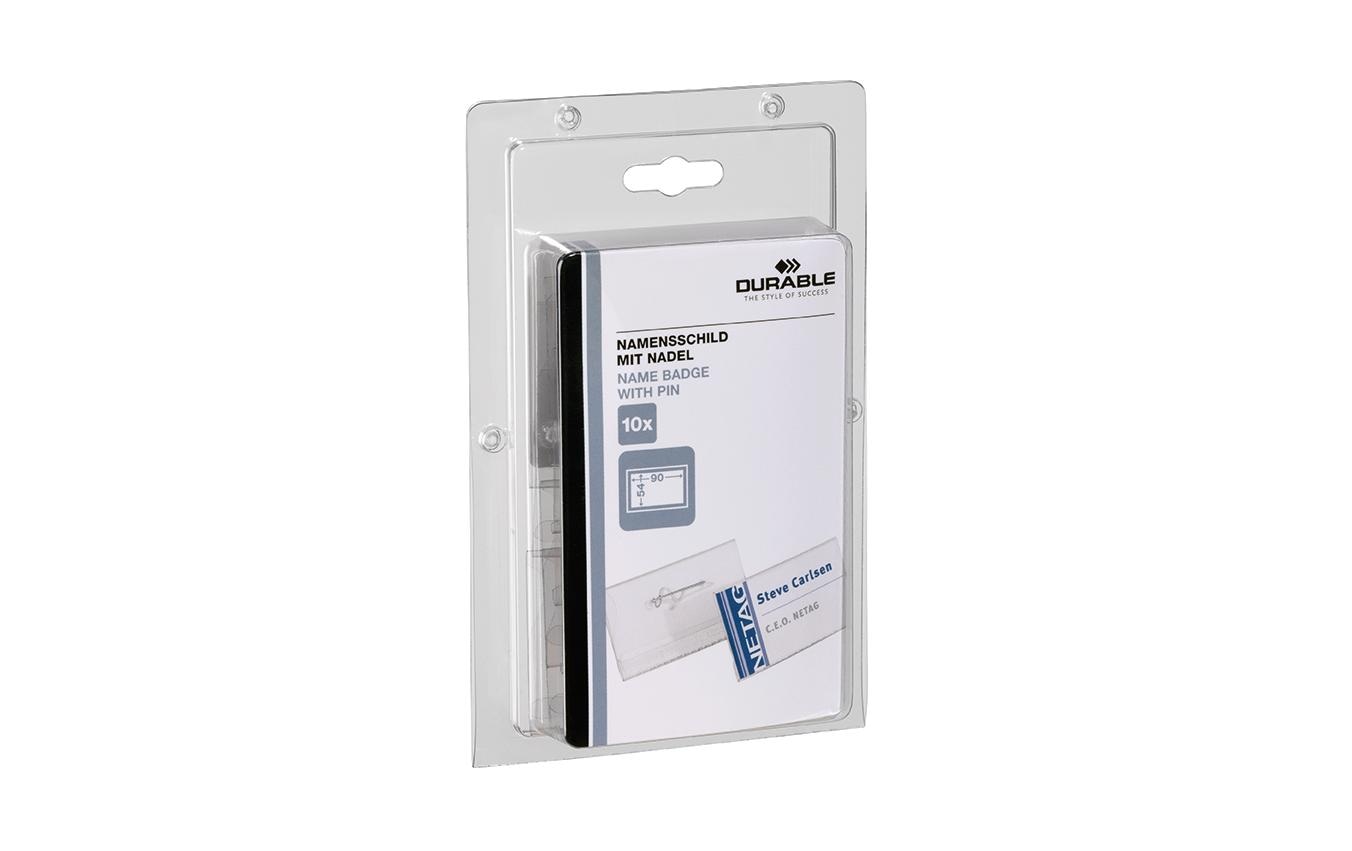 DURABLE Namensschild mit Nadel 54 x 90 mm, 10 Stück